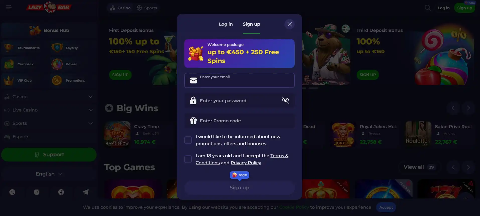 50 Darmowych Spinów Lazybar Casino – szczegóły promocji