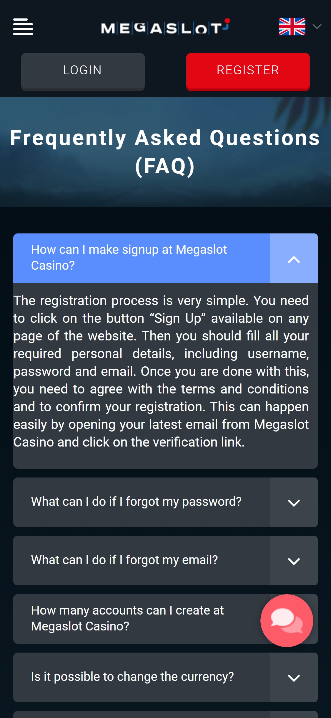 Megaslot Casino Mobile Support Review