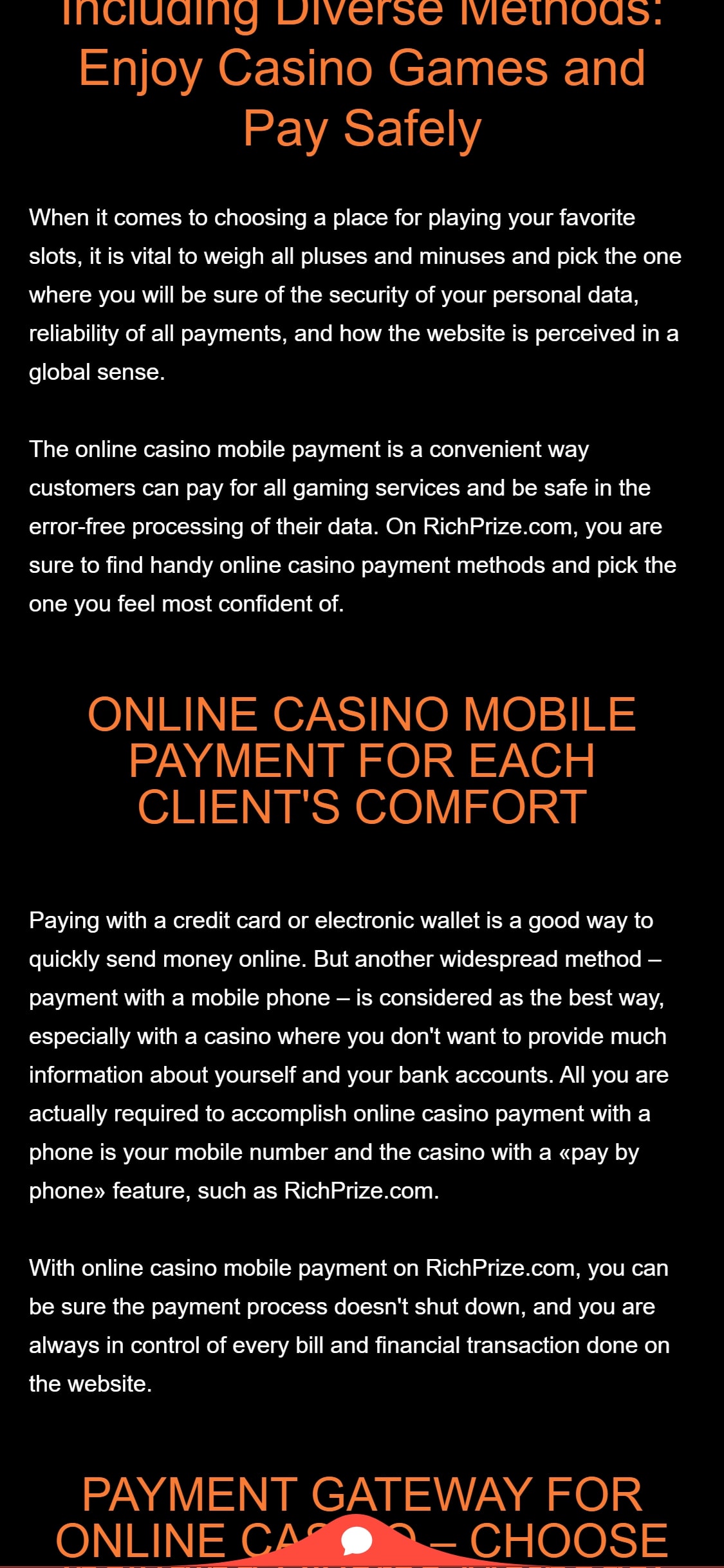 RichPrize Casino Mobile Payment Methods Review