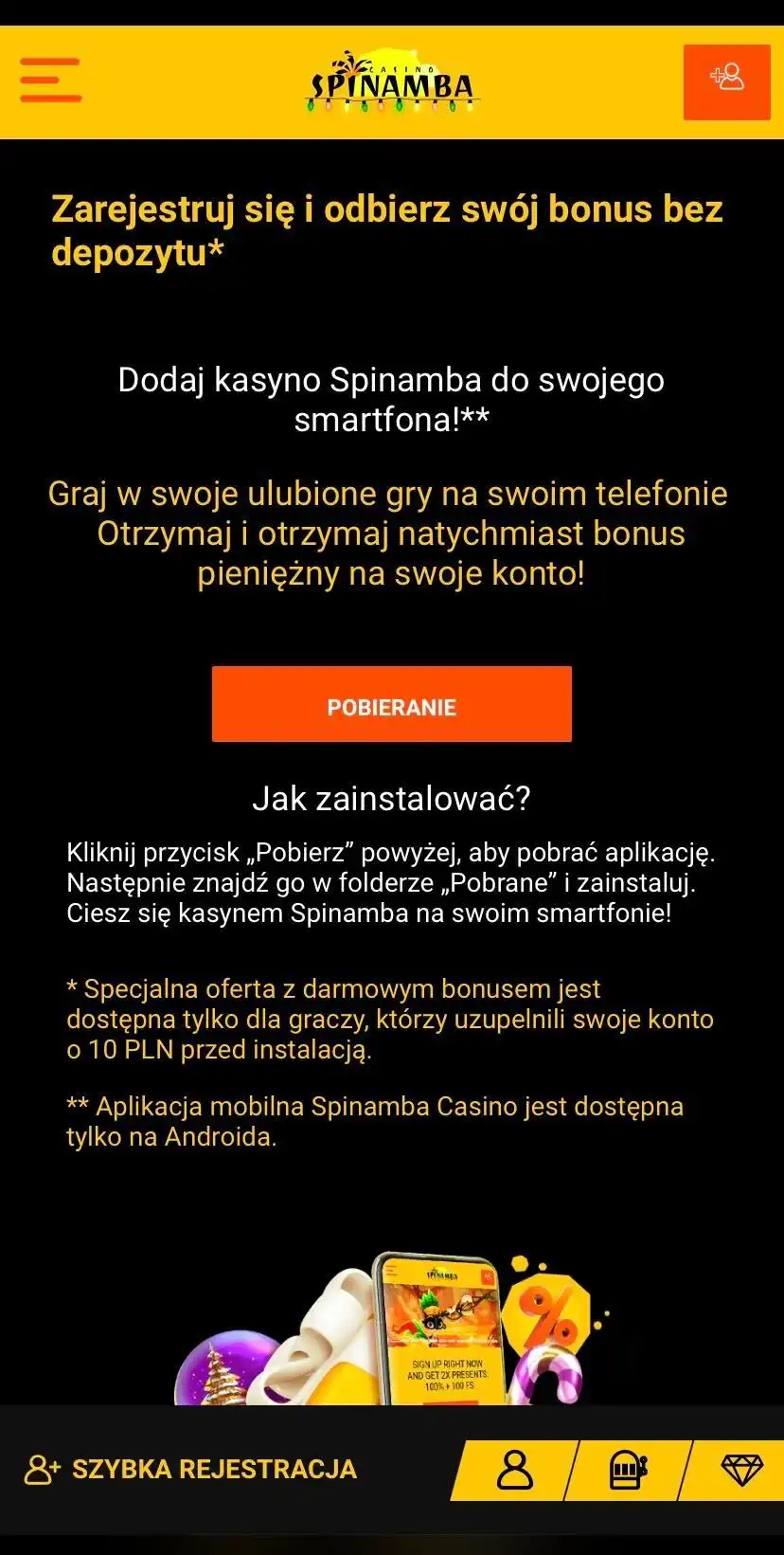 Spinamba kasyno mobilne