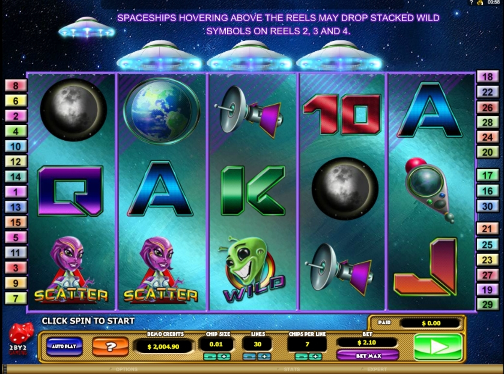 Reels in Cosmic Invaders Slot Game by 2 By 2 Gaming