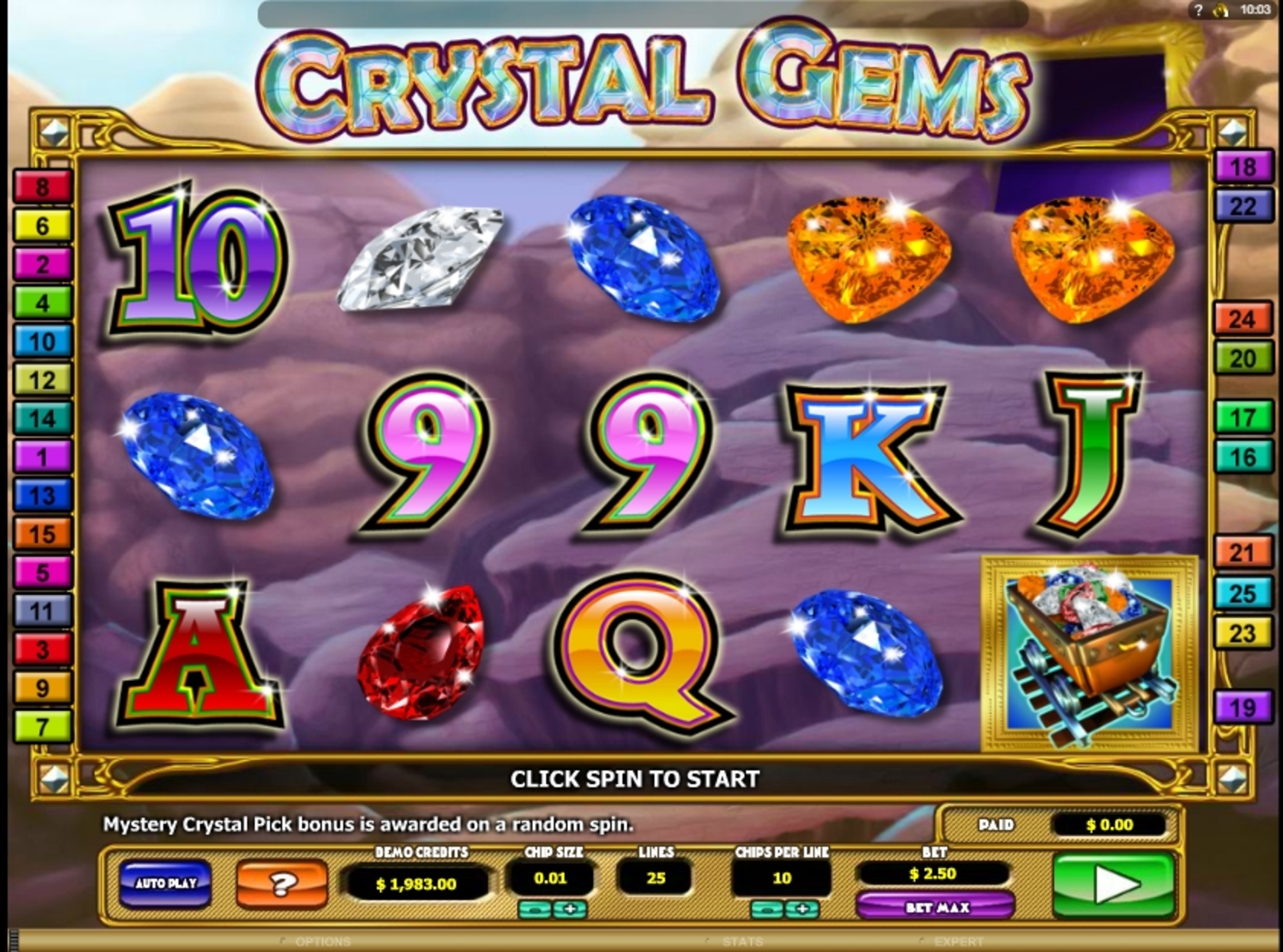 Reels in Crystal Gems Slot Game by 2 By 2 Gaming