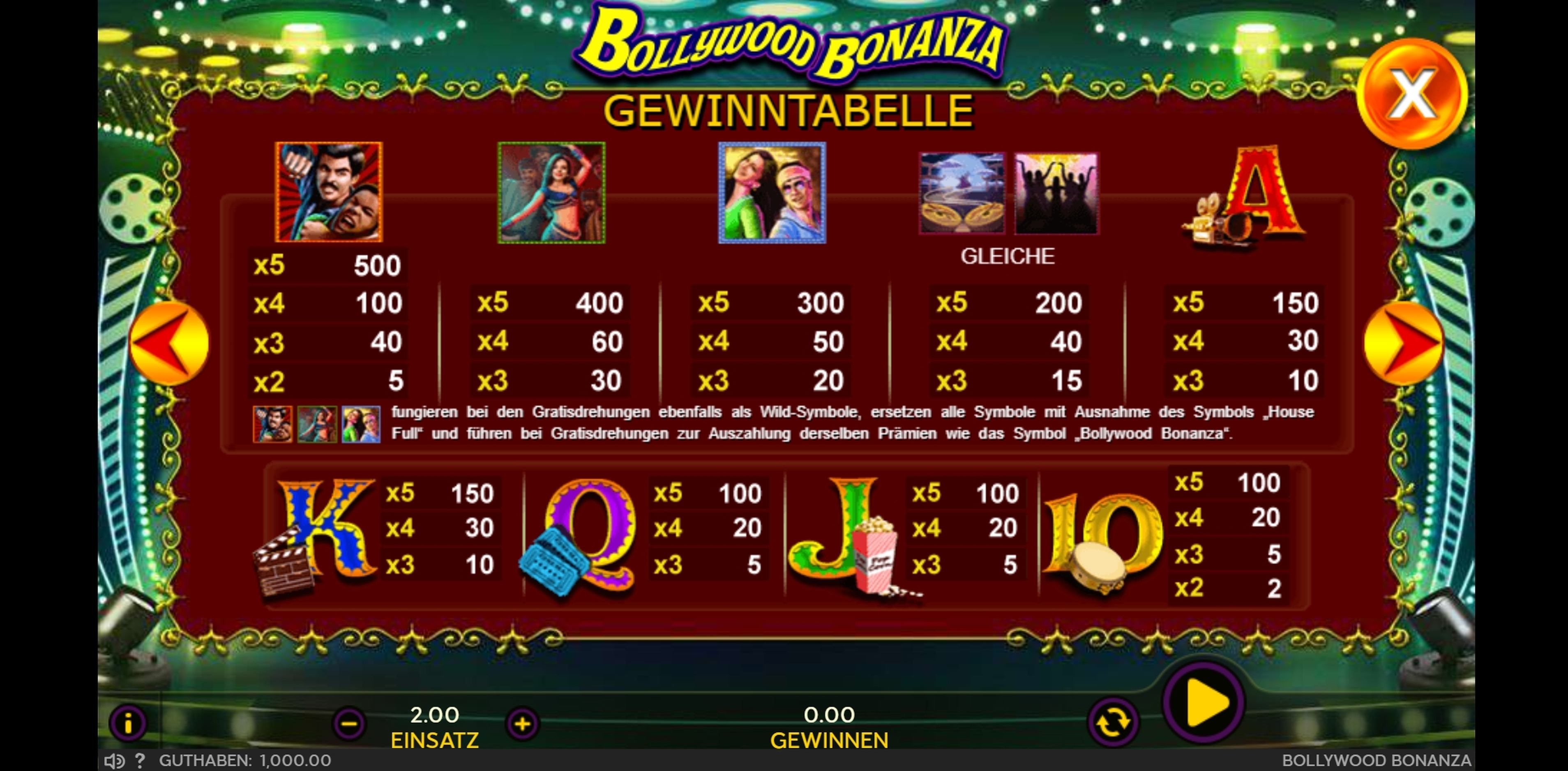 Info of Bollywood Bonanza Slot Game by 888 Gaming