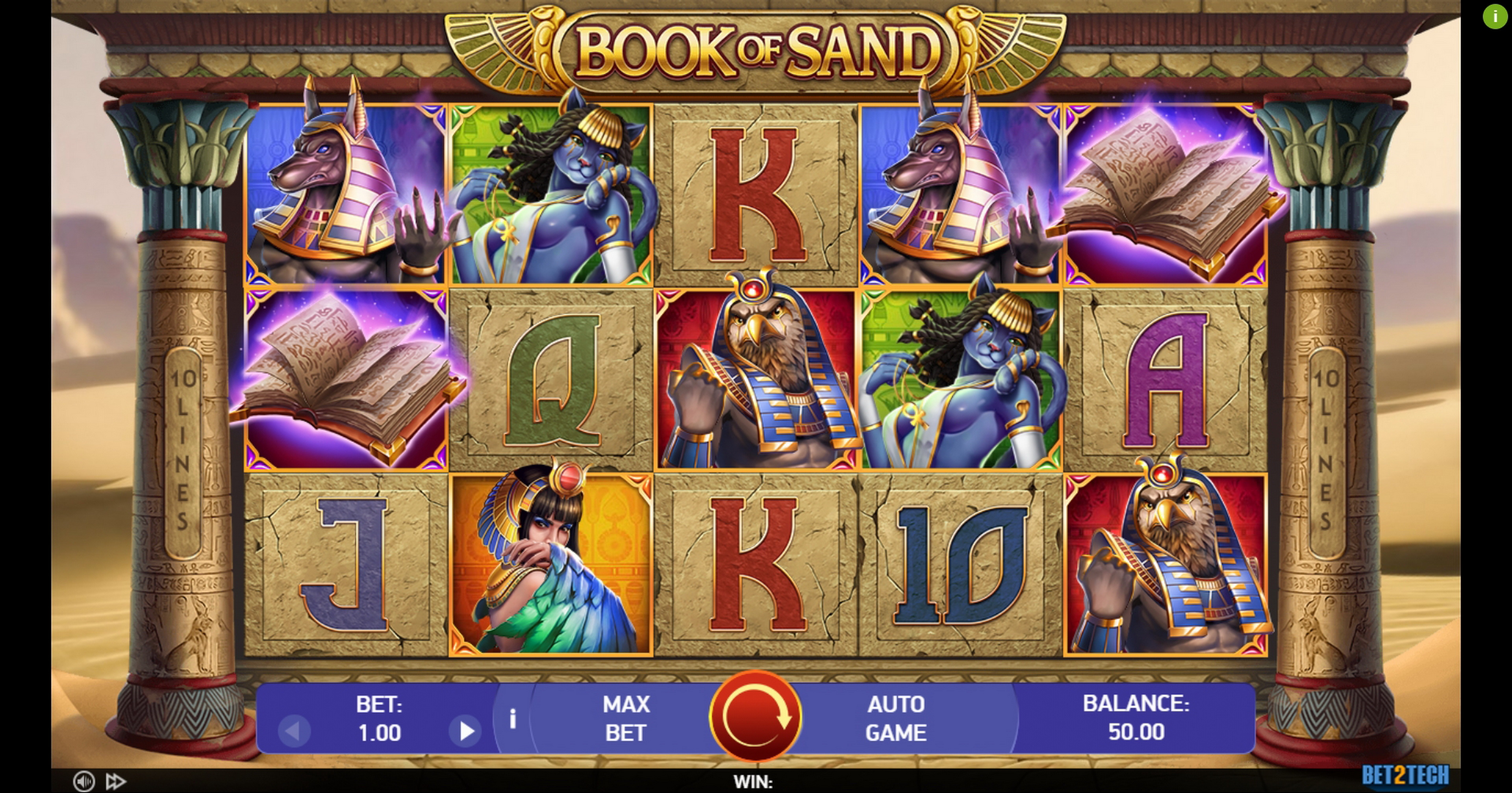 Reels in Book of Sand Slot Game by Bet2Tech