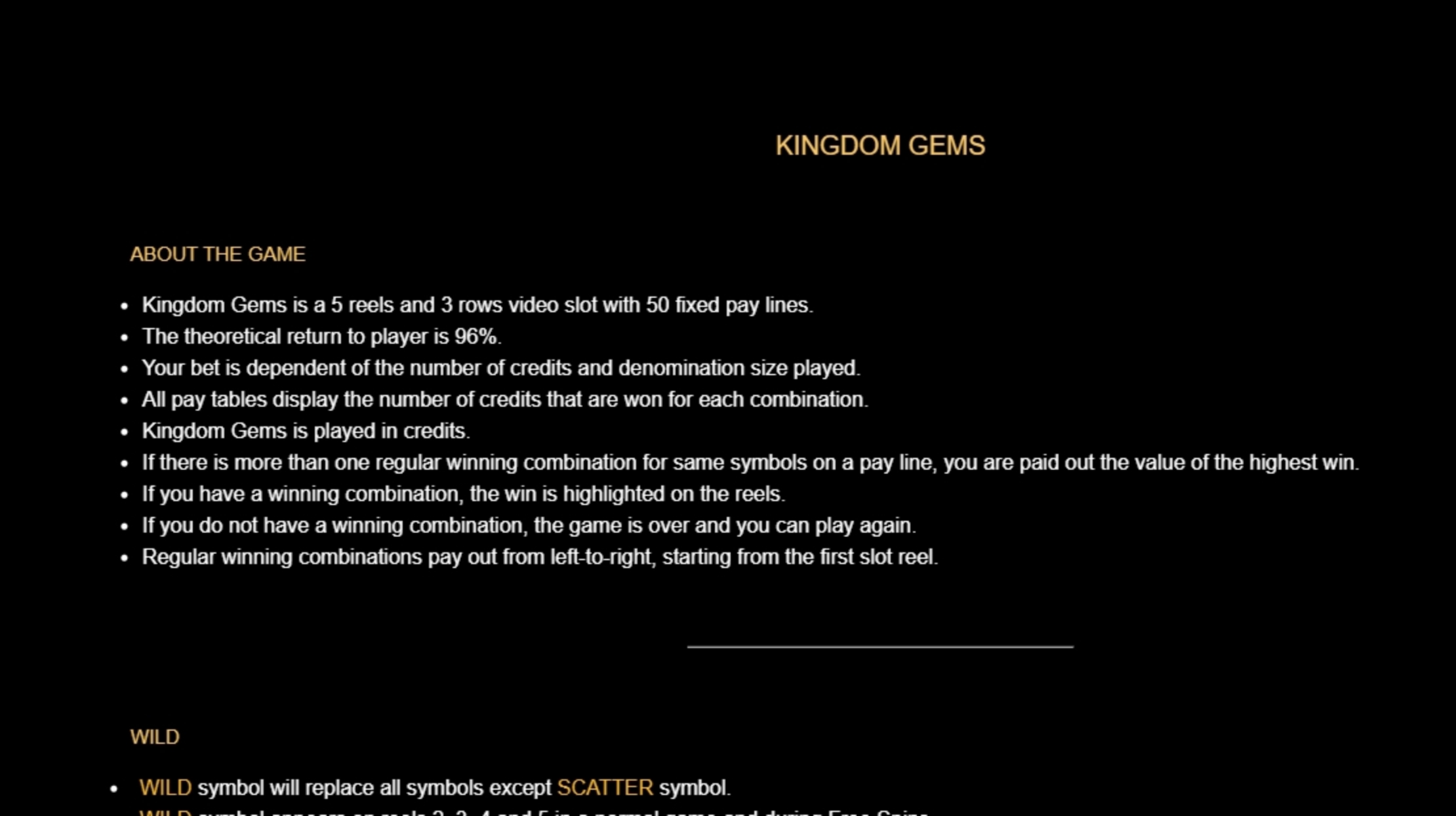 Info of Kingdom Gems Slot Game by FBM