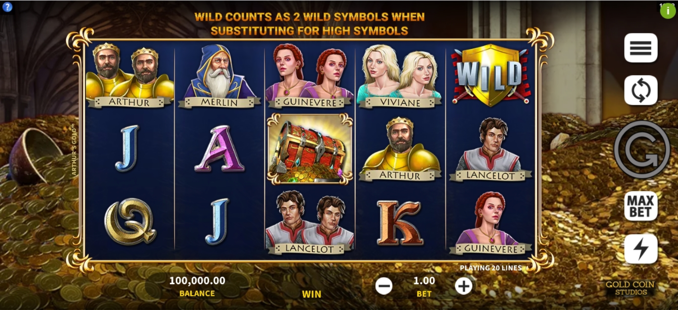 Reels in Arthurs Gold Slot Game by Gold Coin Studios