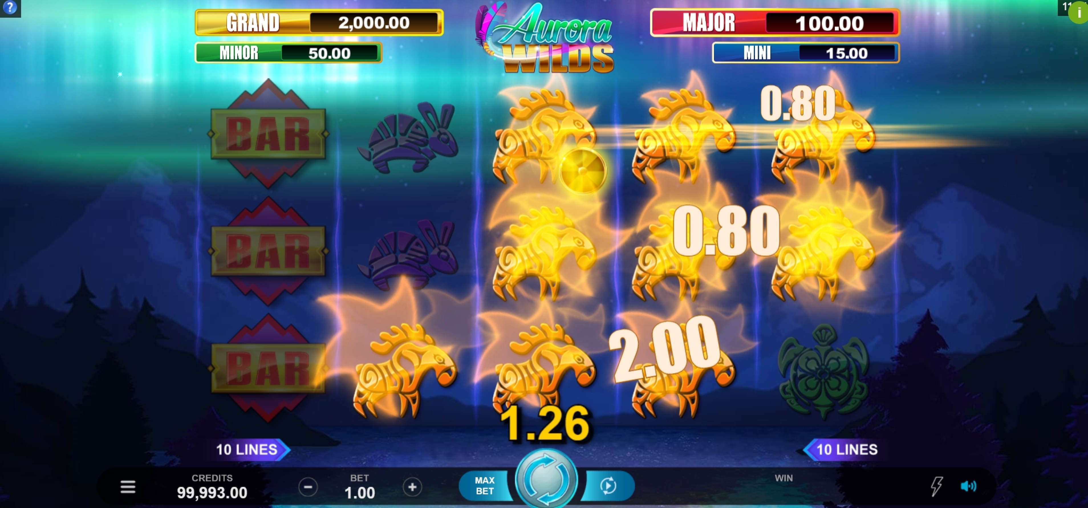 Win Money in Aurora Wilds Free Slot Game by Neon Valley Studios