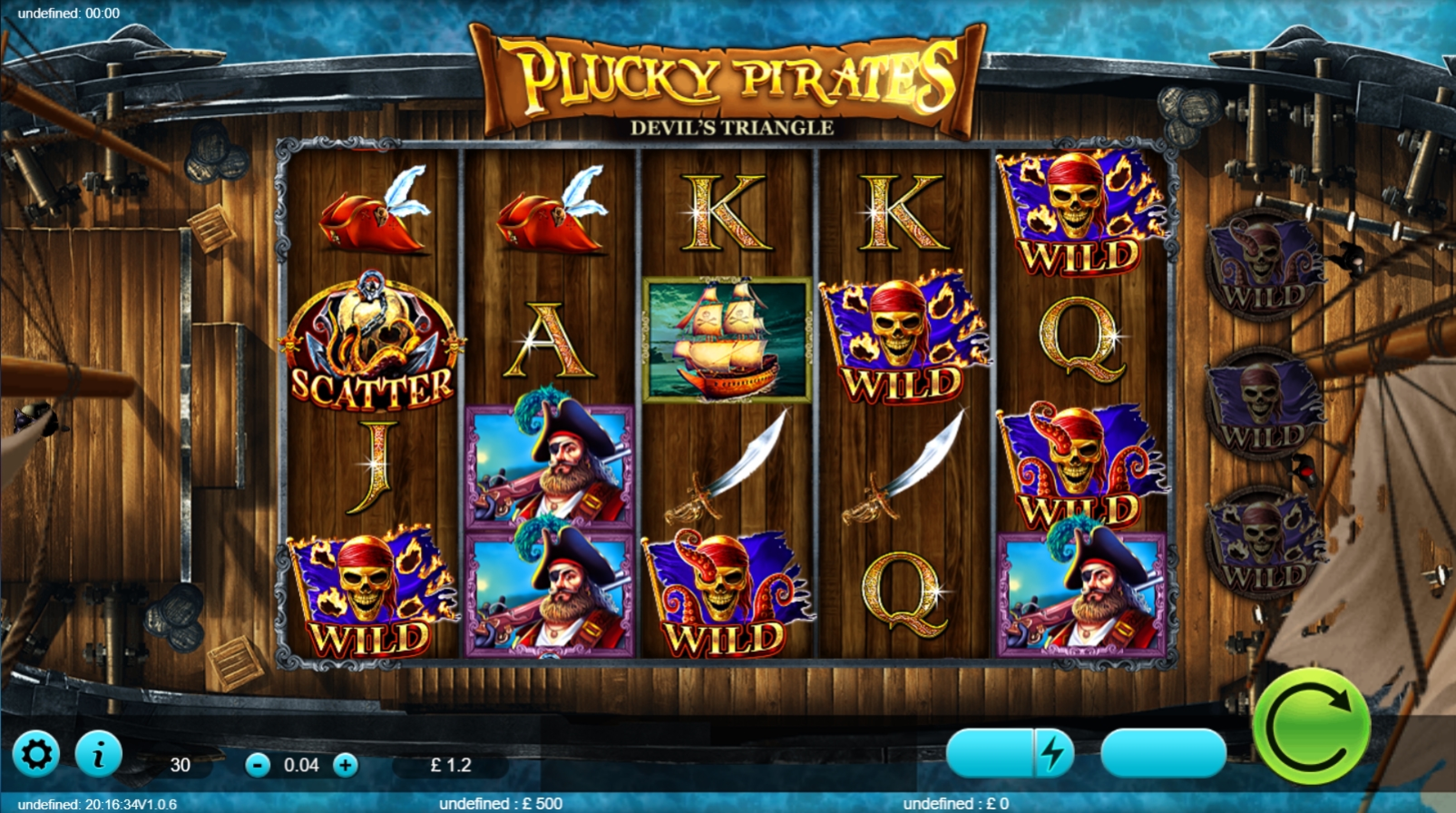 Reels in Plucky Pirates Devil's Triangle Slot Game by Rocksalt Interactive
