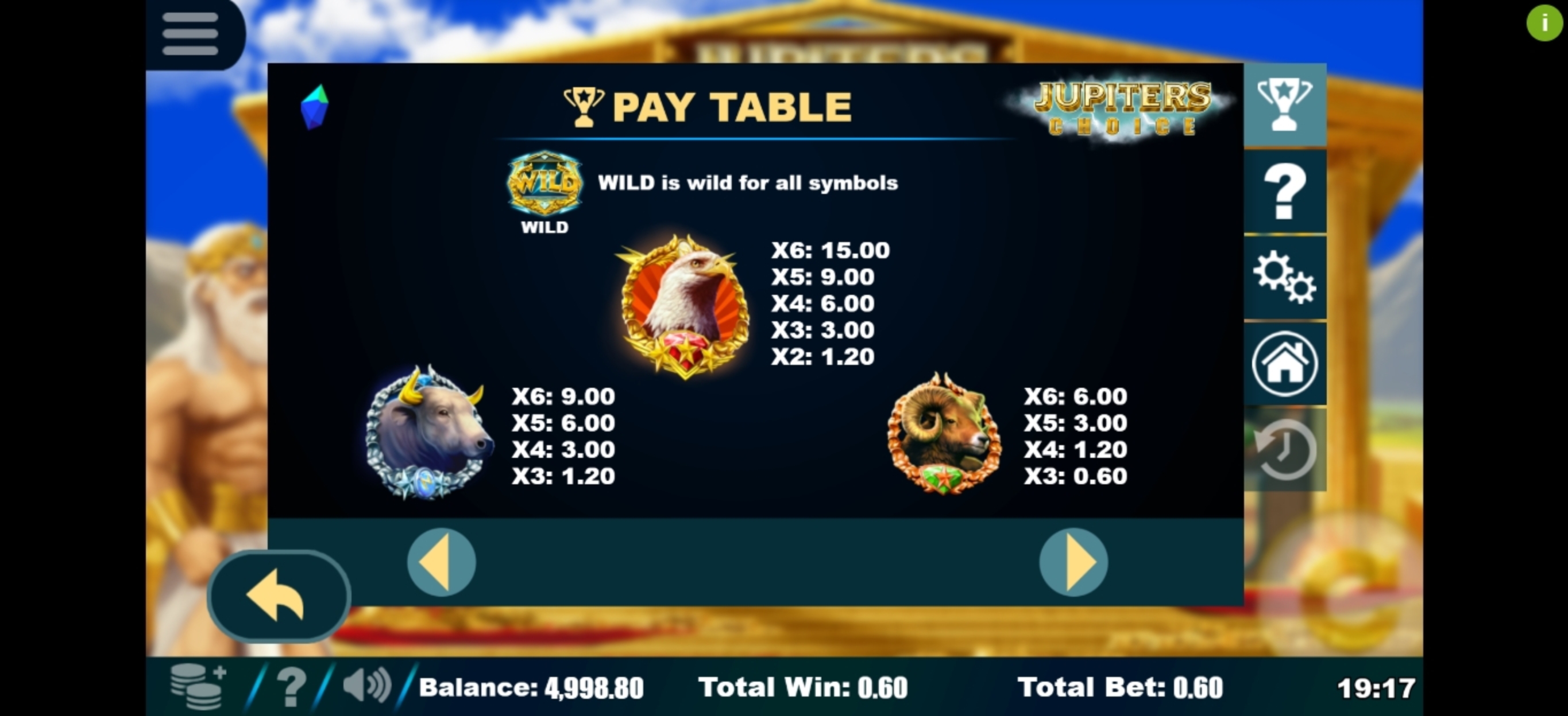 Info of Jupiter's Choice Slot Game by Sapphire Gaming