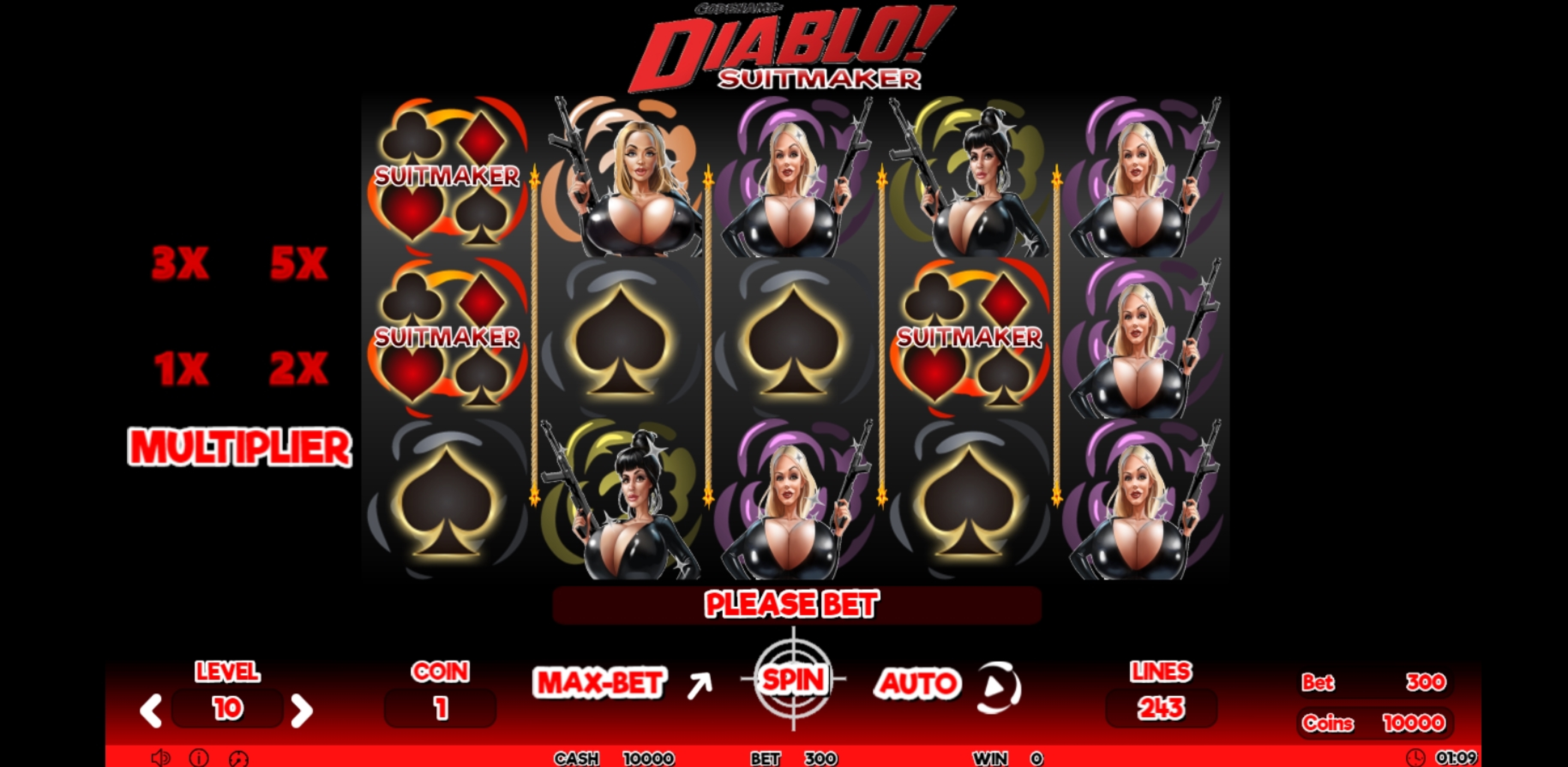 Reels in Codename Diablo Suitmaker Slot Game by Skyrocket Entertainment