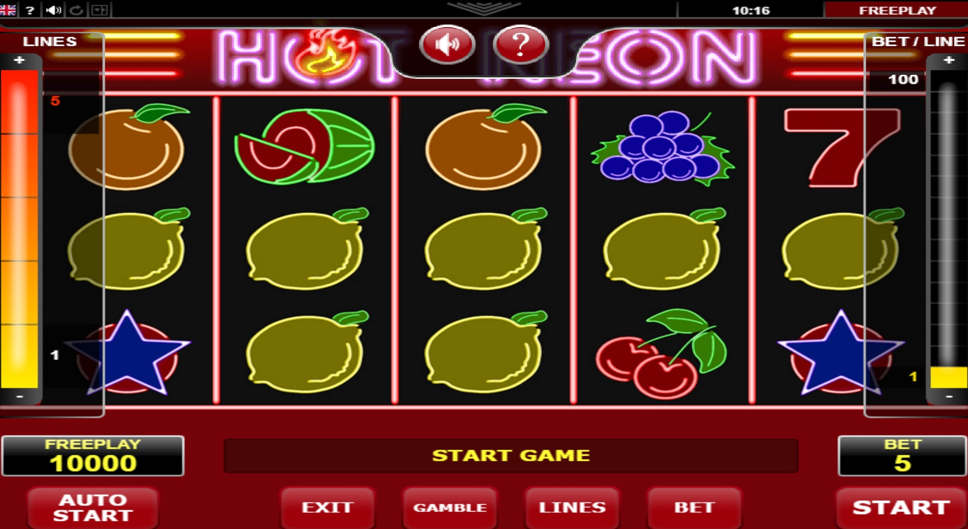 Reels in Hot Neon Slot Game by Amatic Industries