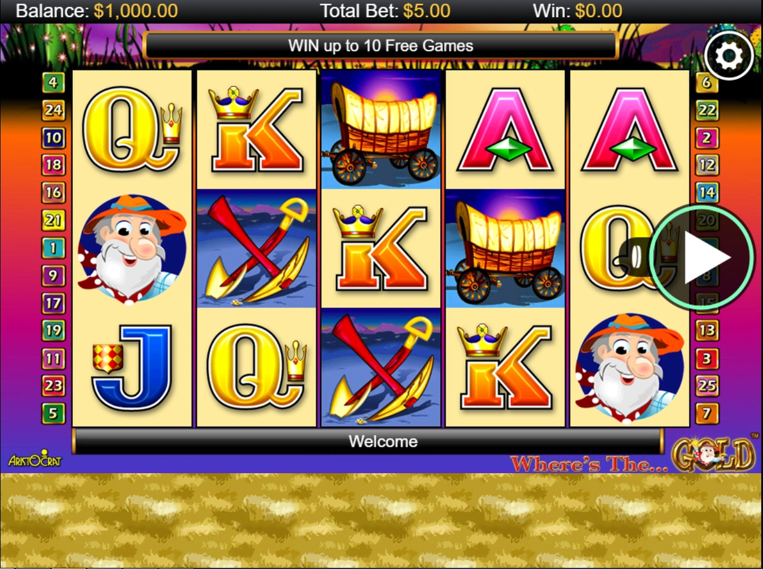 Reels in Where's The Gold Slot Game by Aristocrat