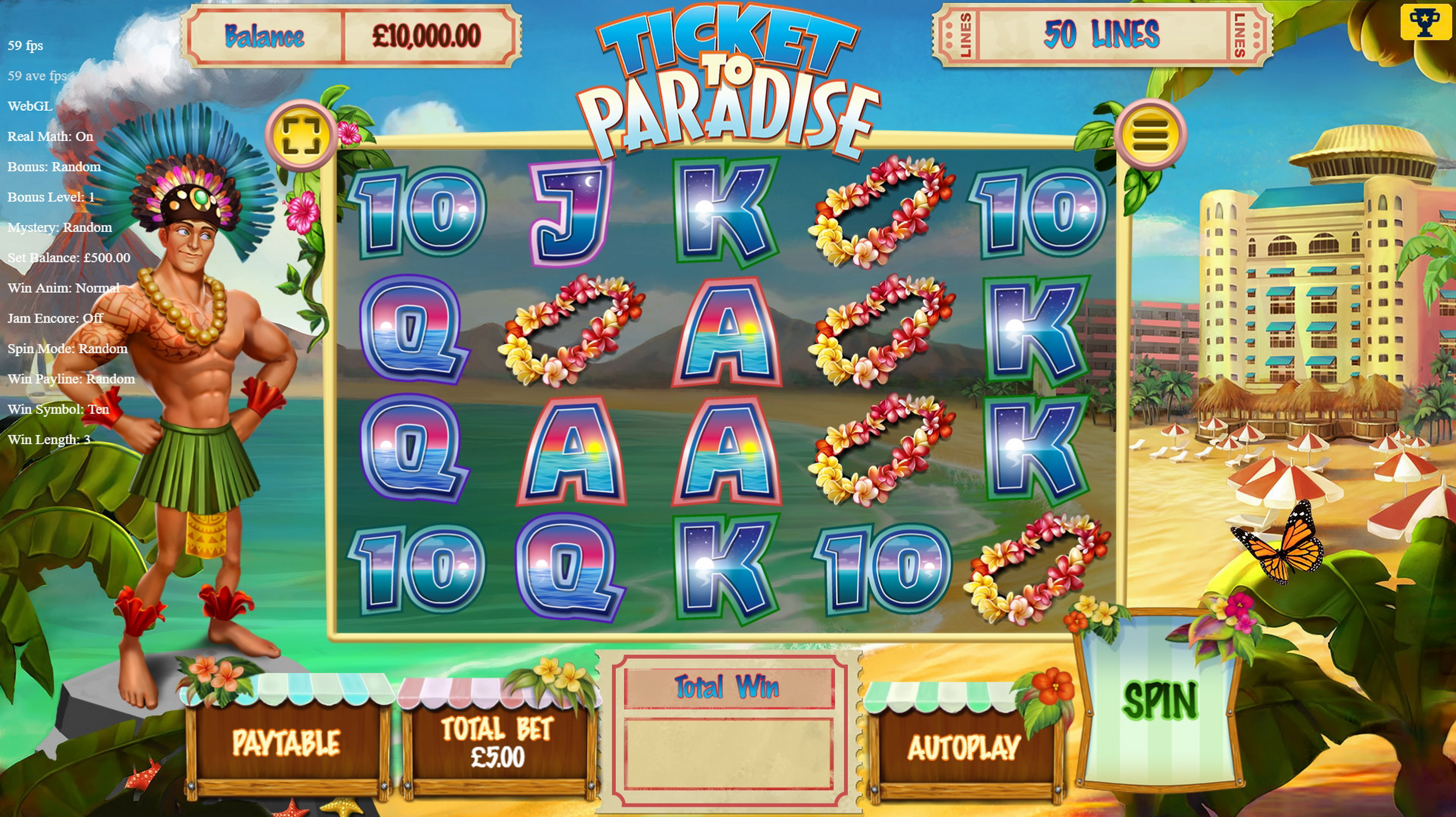 Reels in Ticket to Paradise Slot Game by Asylum Labs
