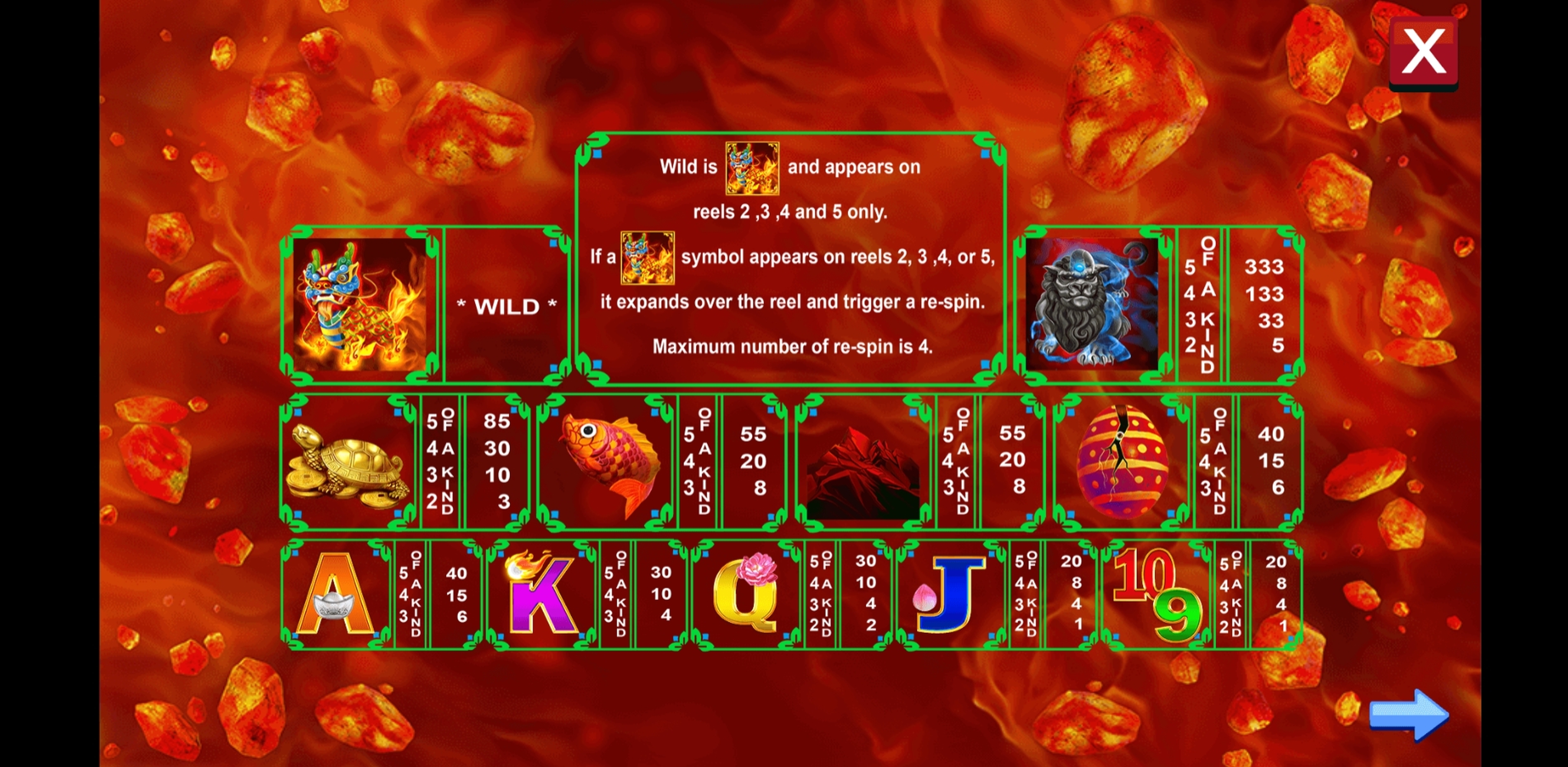 Info of Mythical Fire Qilin Slot Game by August Gaming