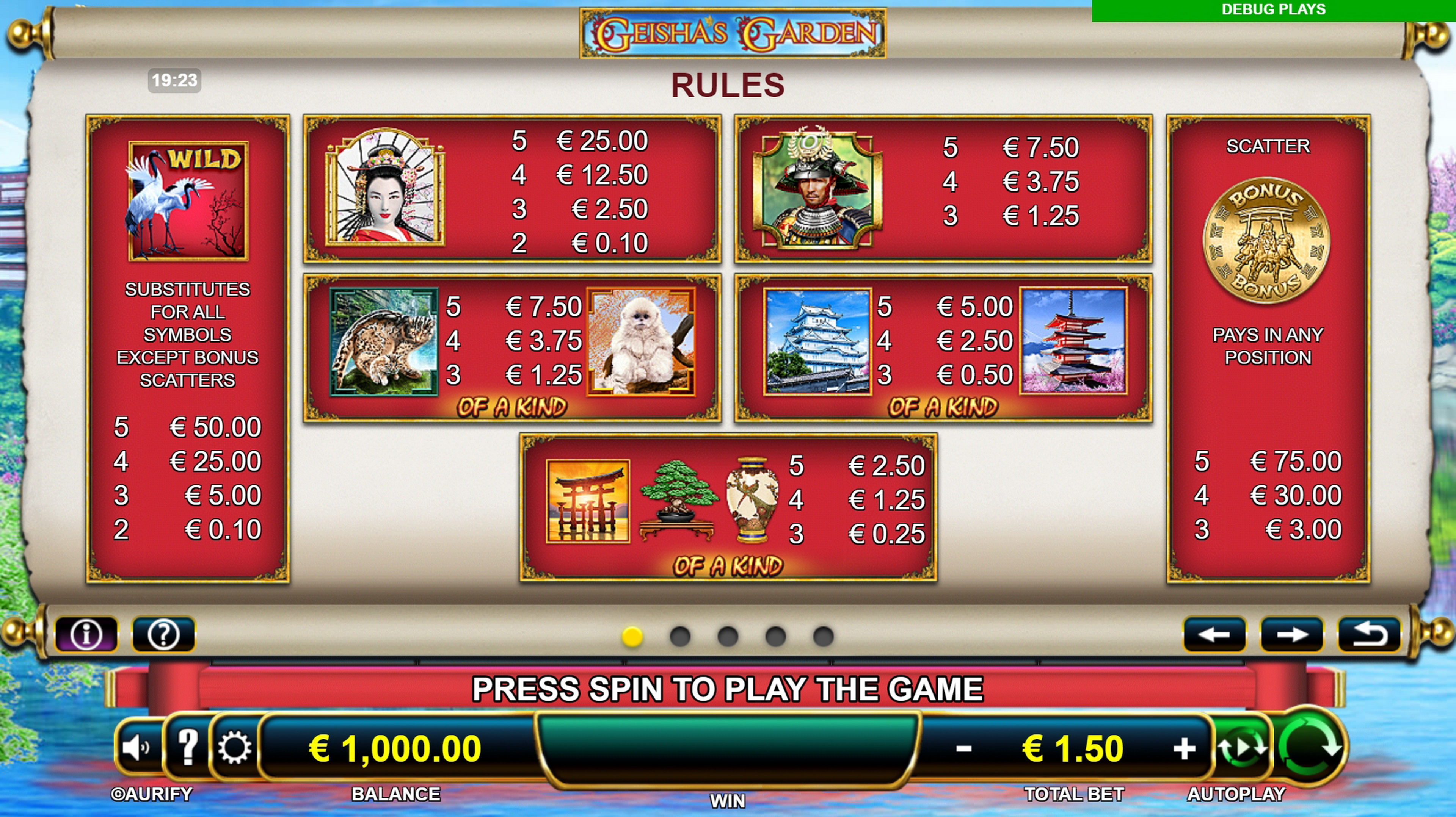 Info of Geisha's Garden Slot Game by Aurify Gaming