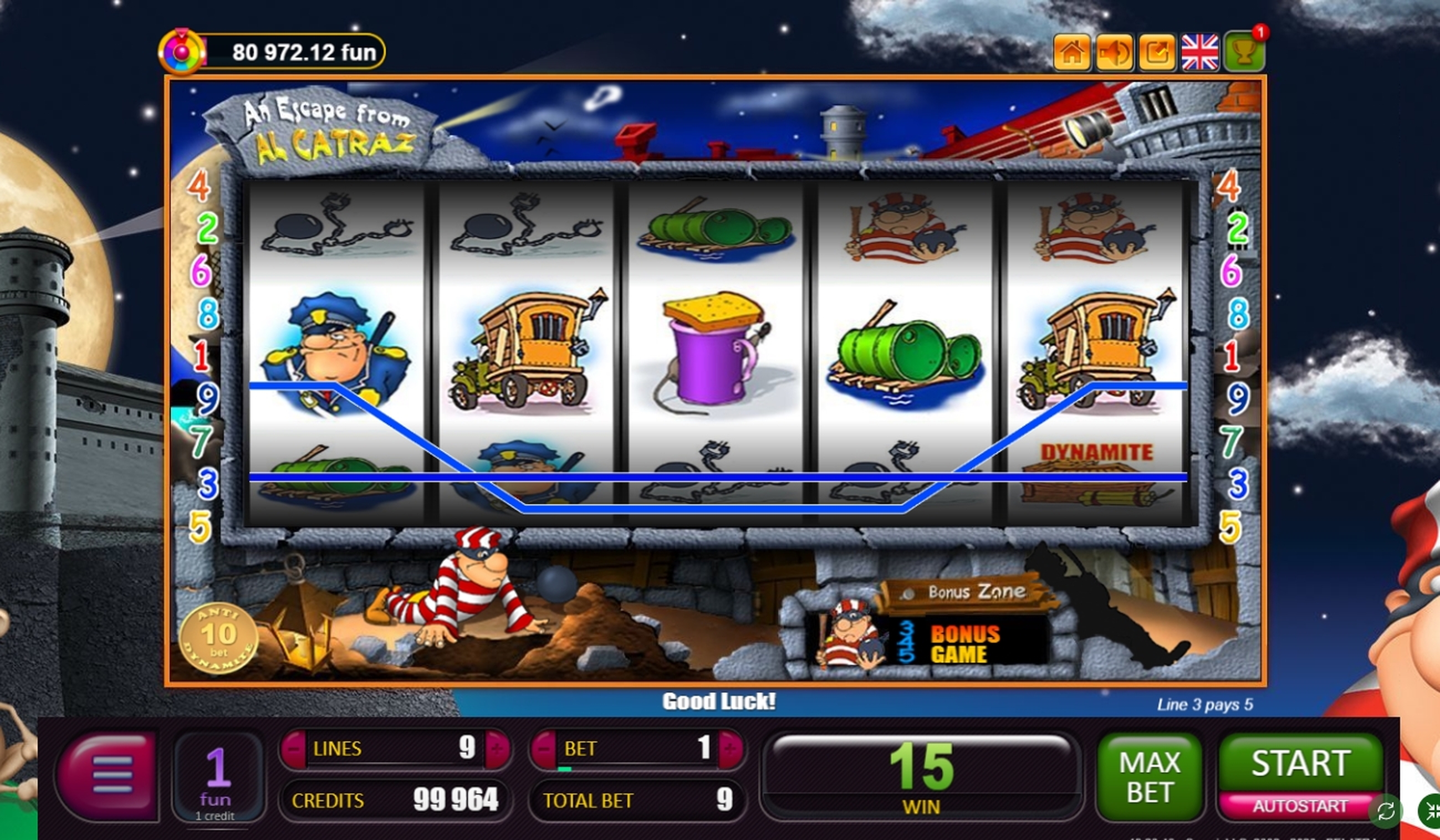 Win Money in An Escape from Alcatraz Free Slot Game by Belatra Games