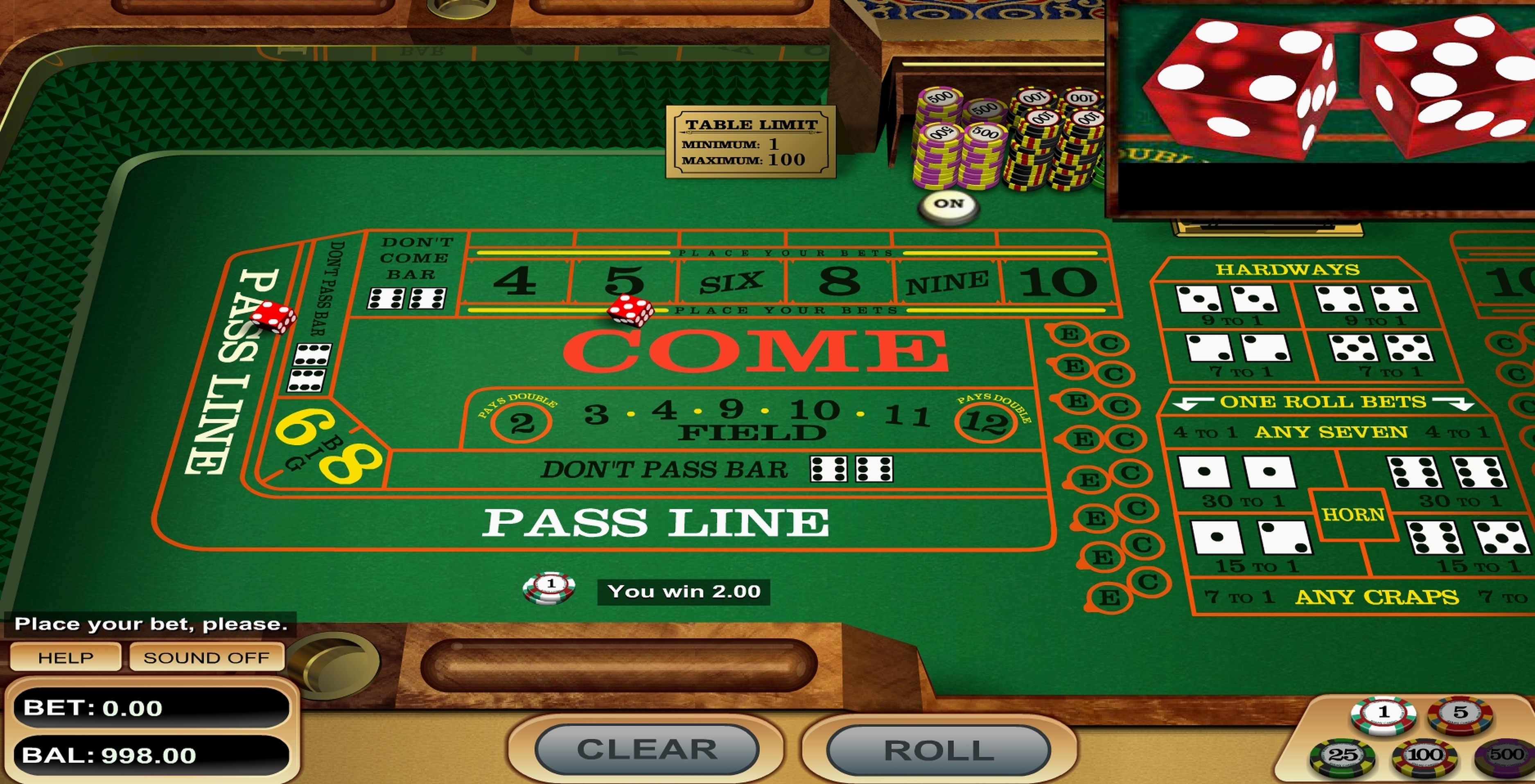 Win Money in Craps Free Slot Game by Betsoft