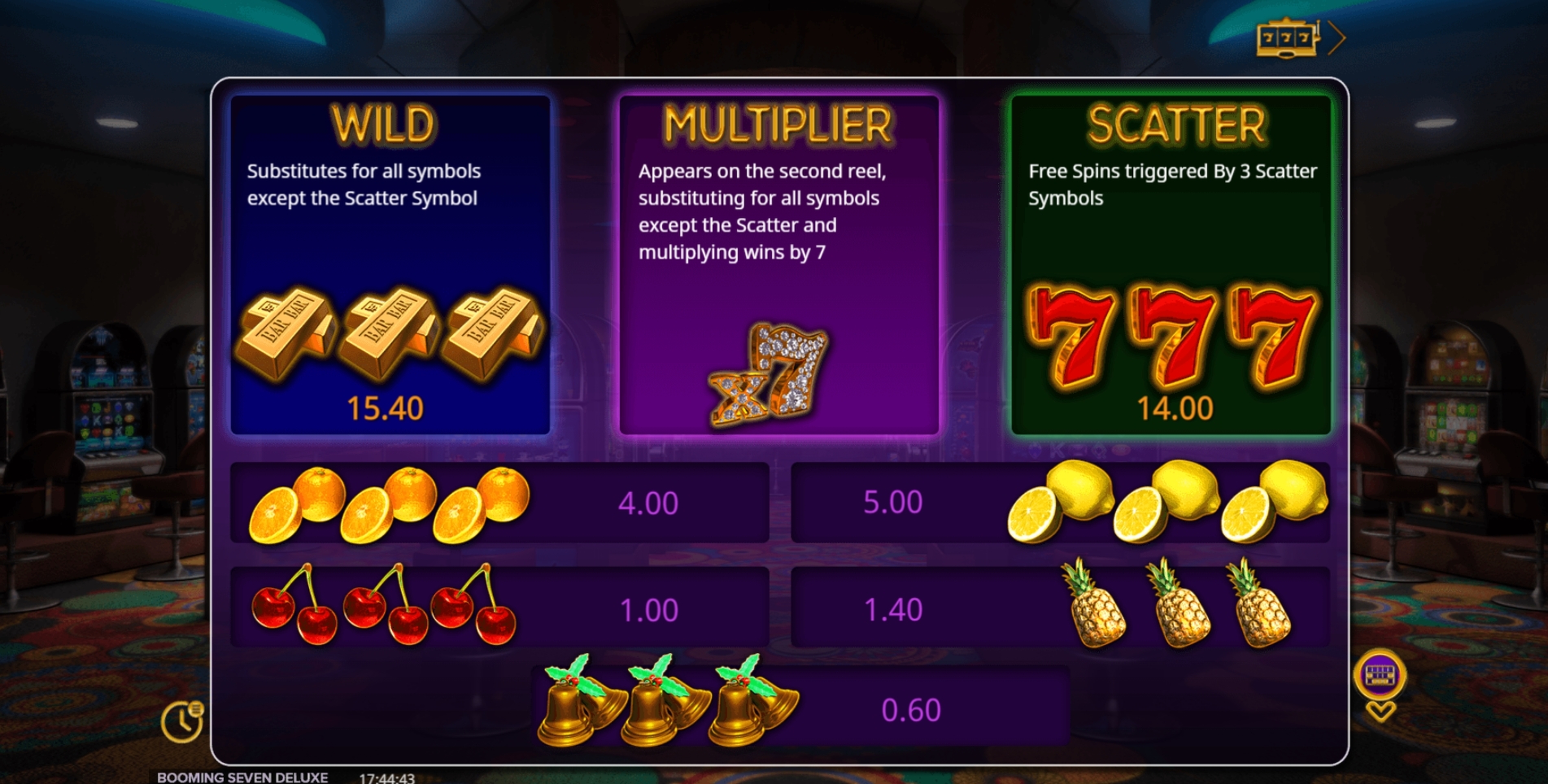 Info of Booming Seven Deluxe Slot Game by Booming Games