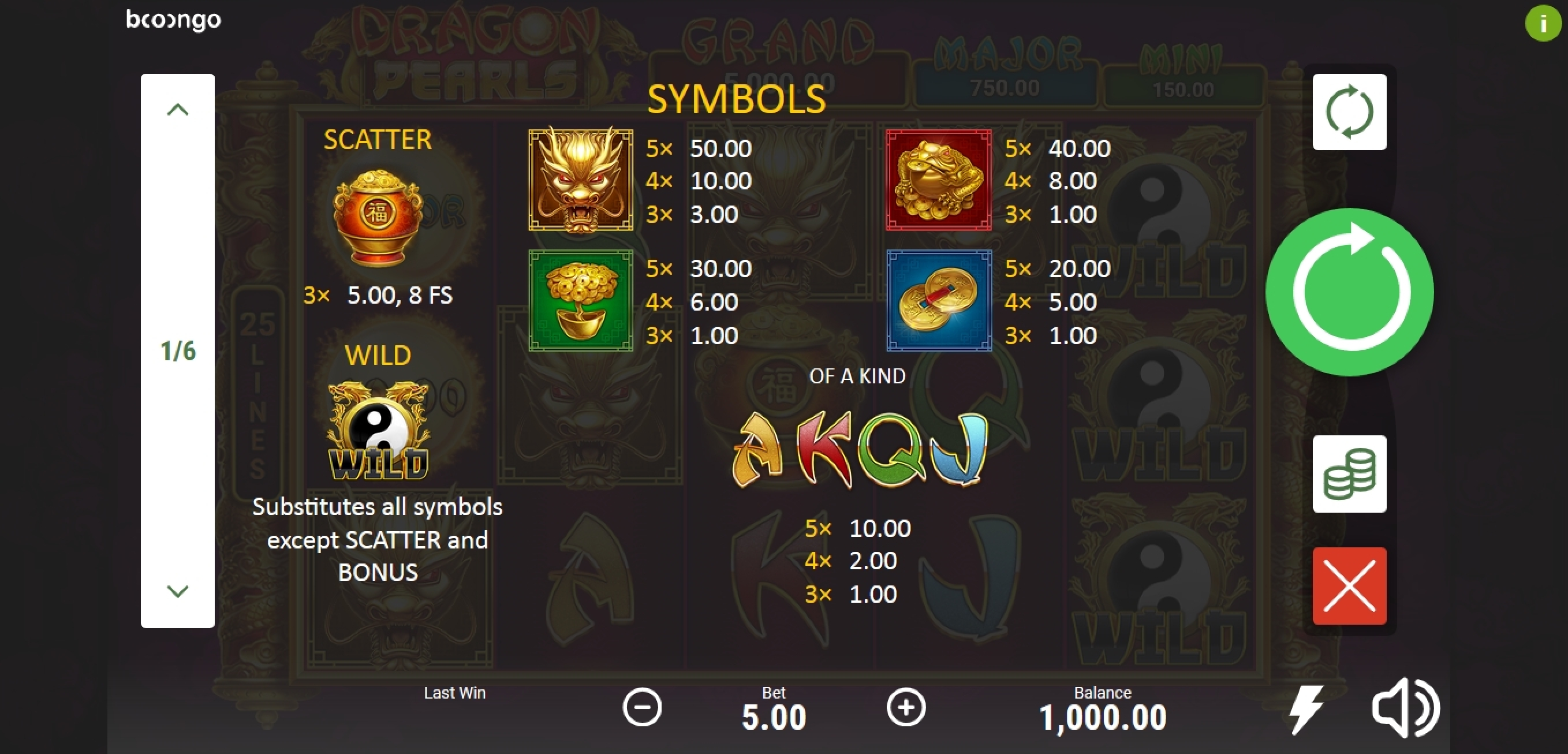 Info of Dragon Pearls: Hold & Win Slot Game by Booongo Gaming