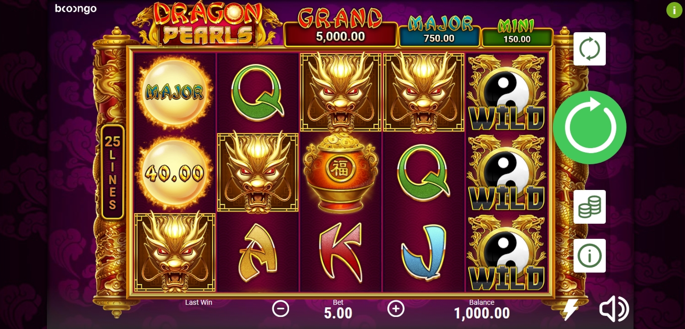 Reels in Dragon Pearls: Hold & Win Slot Game by Booongo Gaming