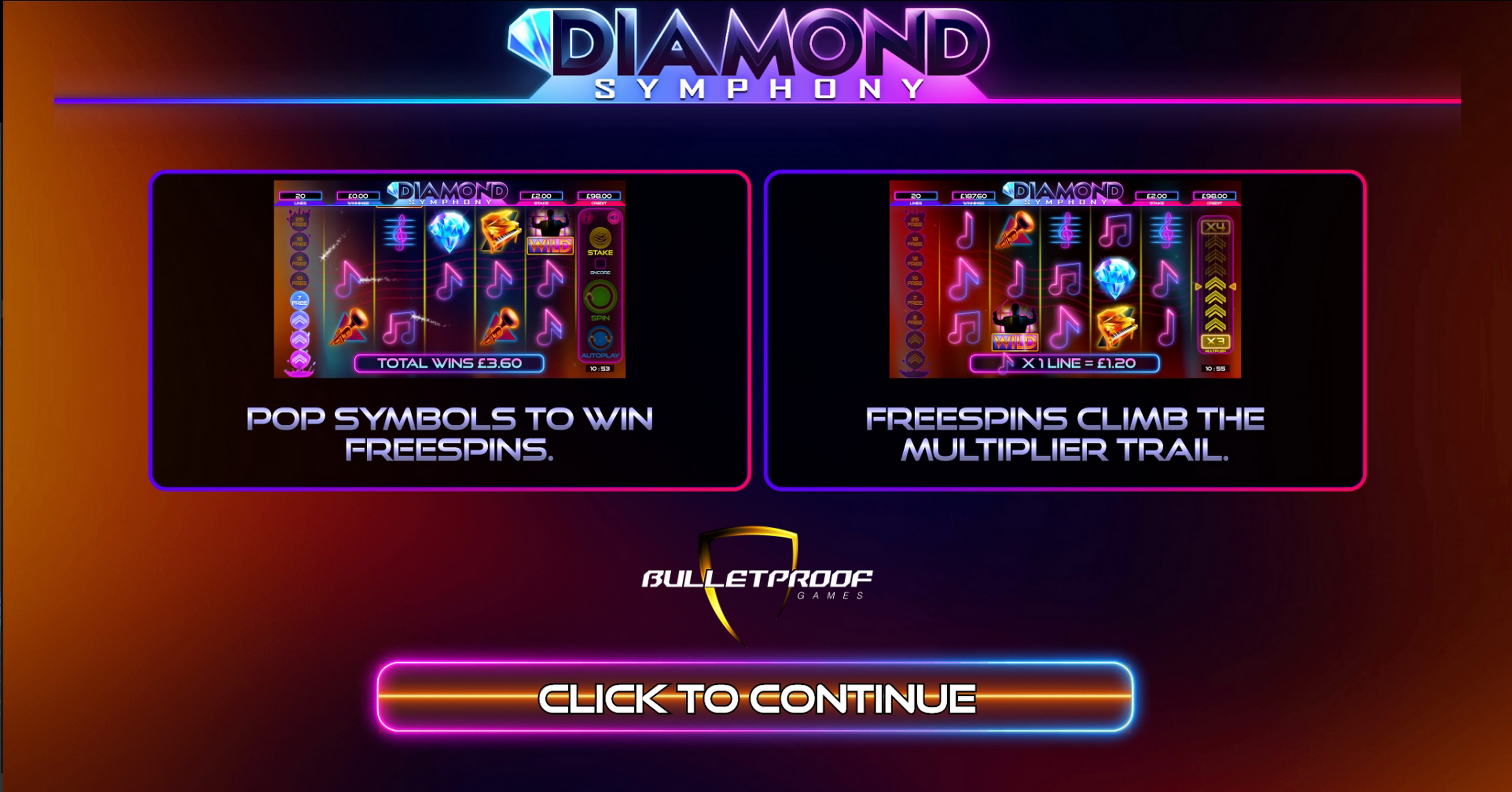 Play Diamond Symphony Free Casino Slot Game by Bulletproof Games