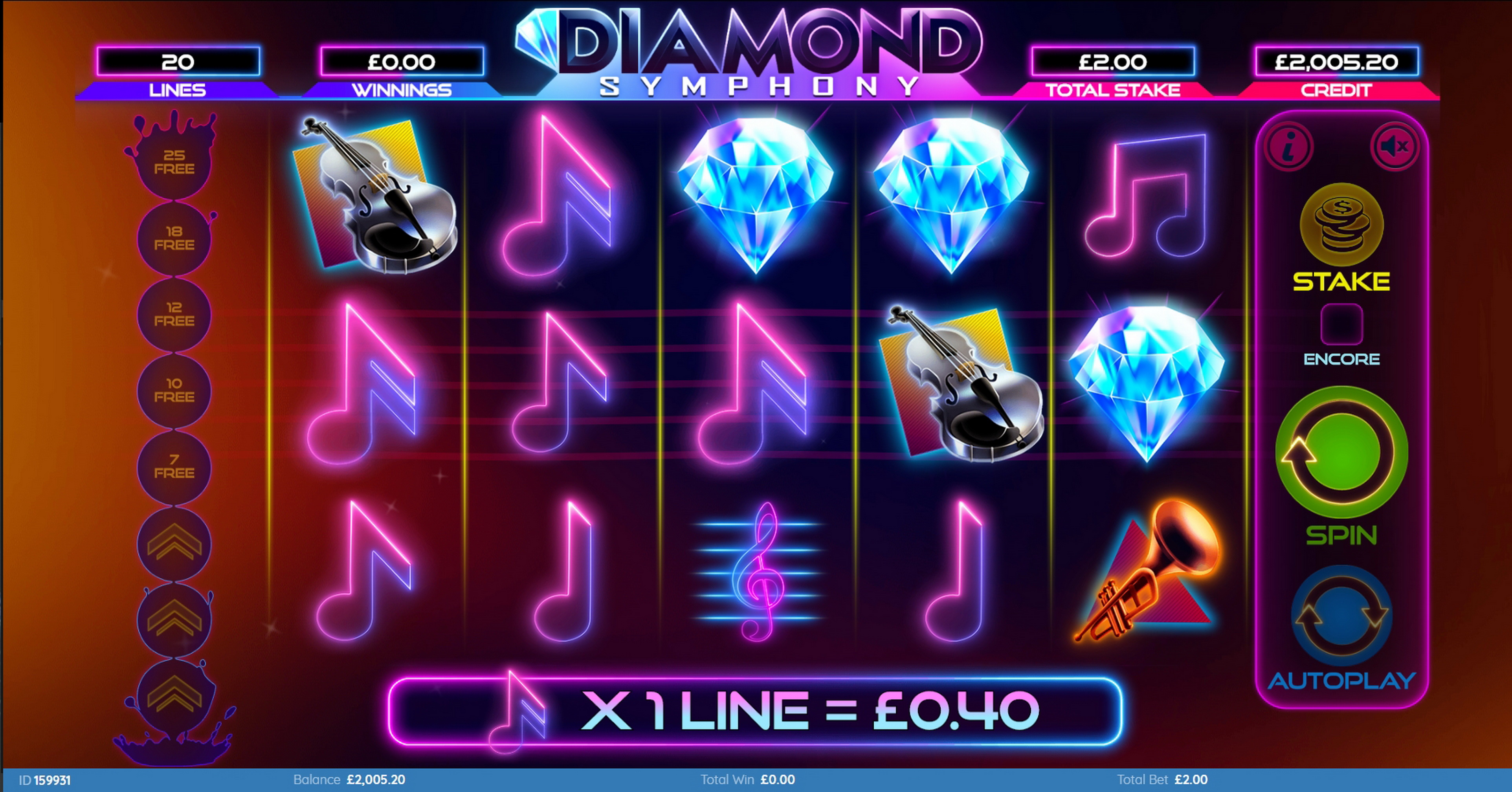 Win Money in Diamond Symphony Free Slot Game by Bulletproof Games