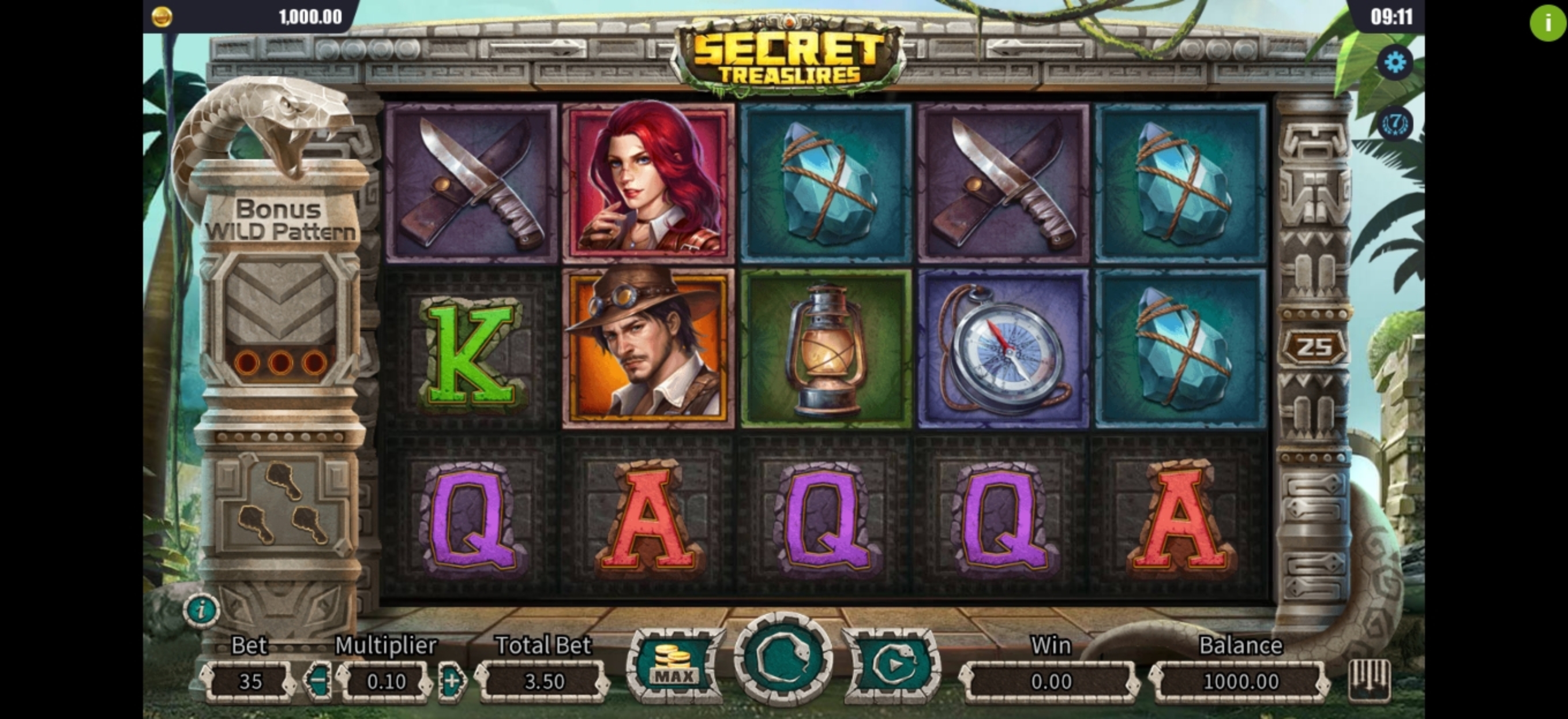 Reels in Secret Treasures Slot Game by Dreamtech Gaming
