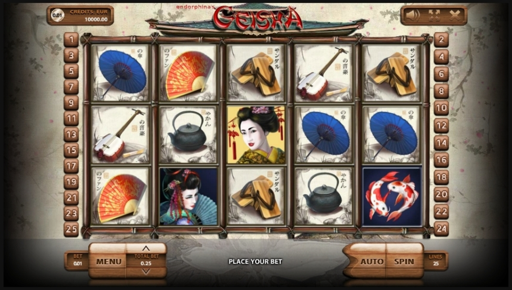 Reels in Geisha Slot Game by Endorphina