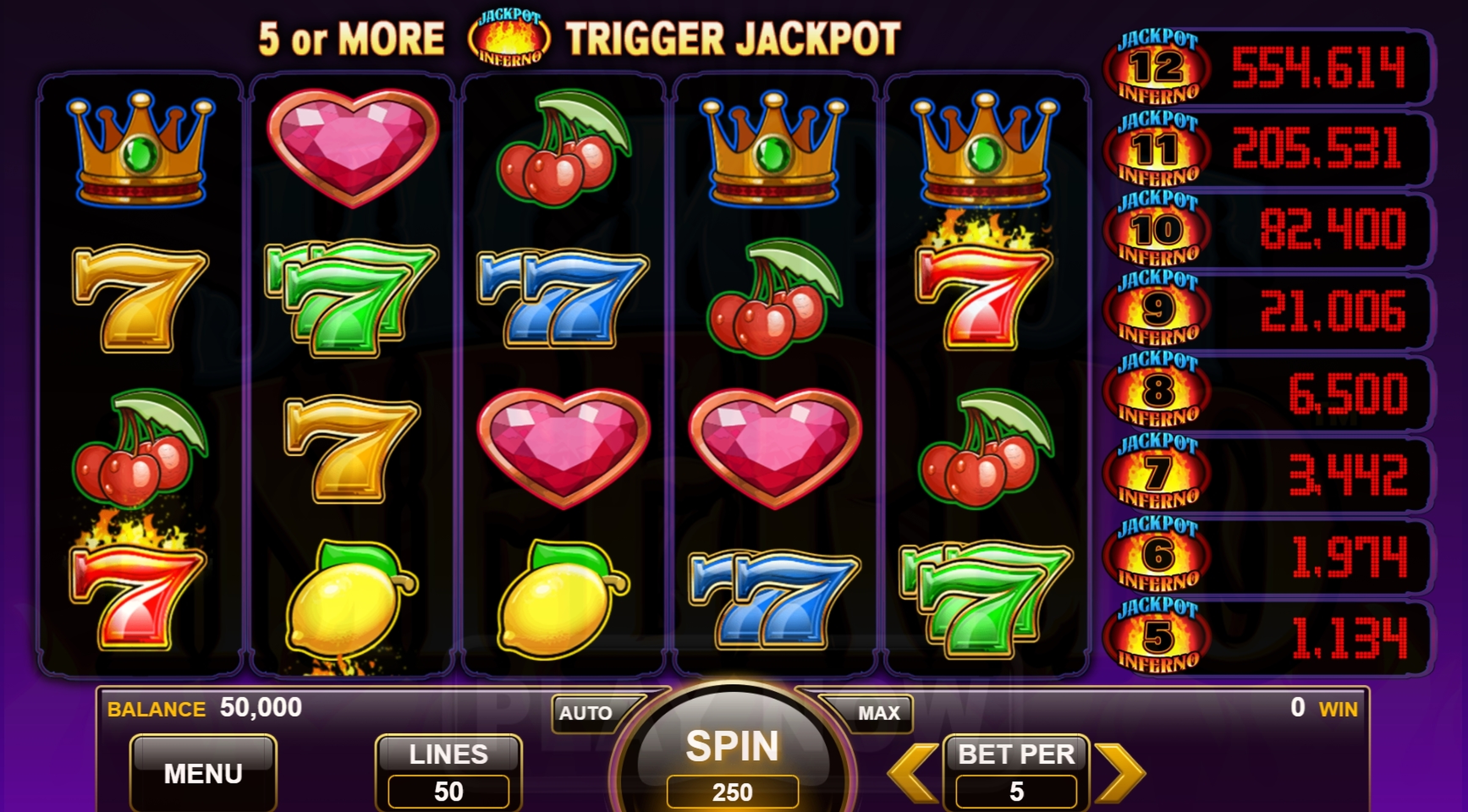 Reels in Jackpot Inferno Slot Game by Everi