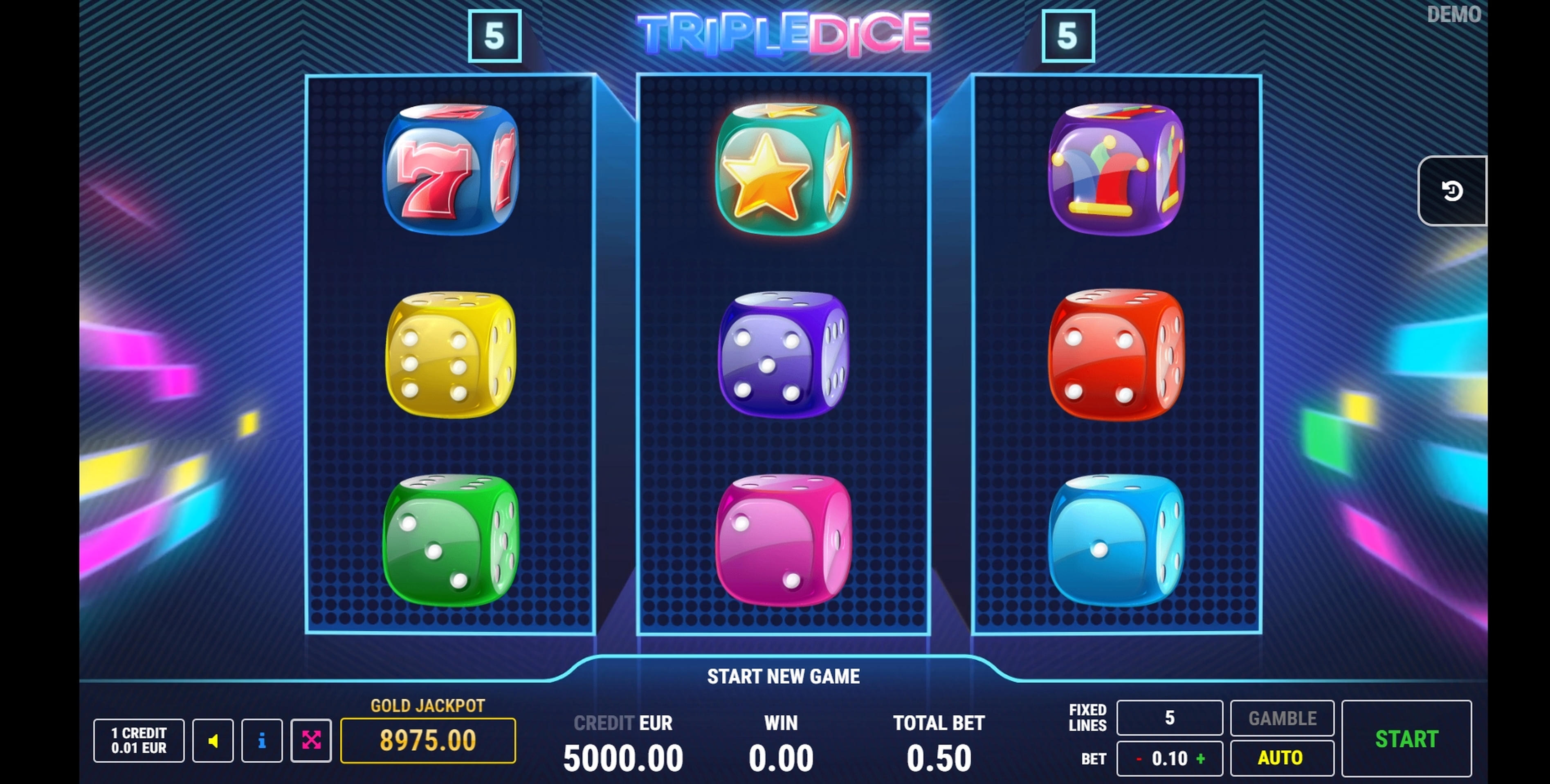 Reels in Triple Dice Slot Game by Fazi Gaming
