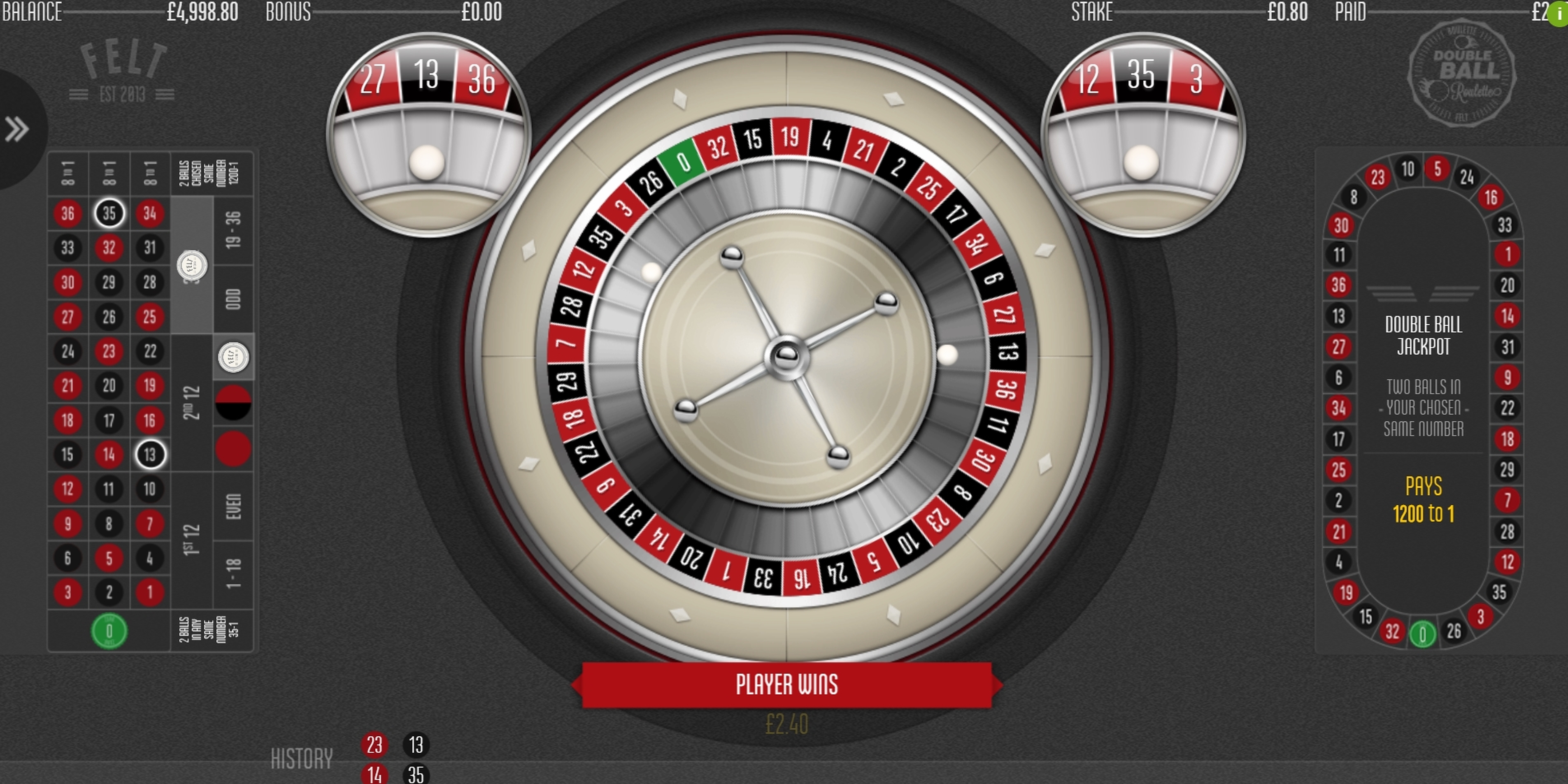 Win Money in Double Ball Roulette Free Slot Game by Felt