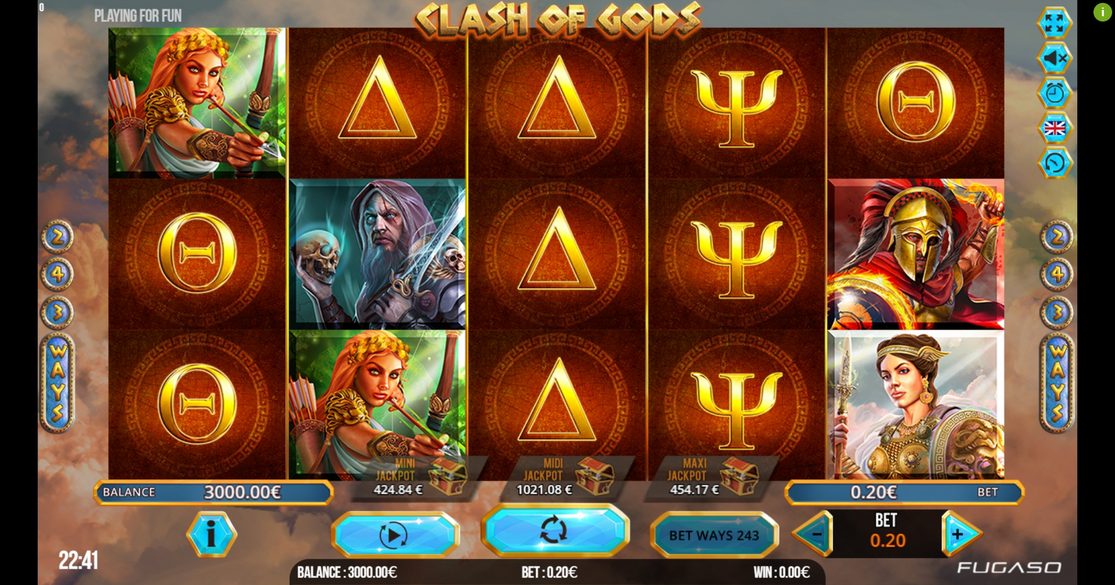 Reels in Clash of Gods Slot Game by Fugaso
