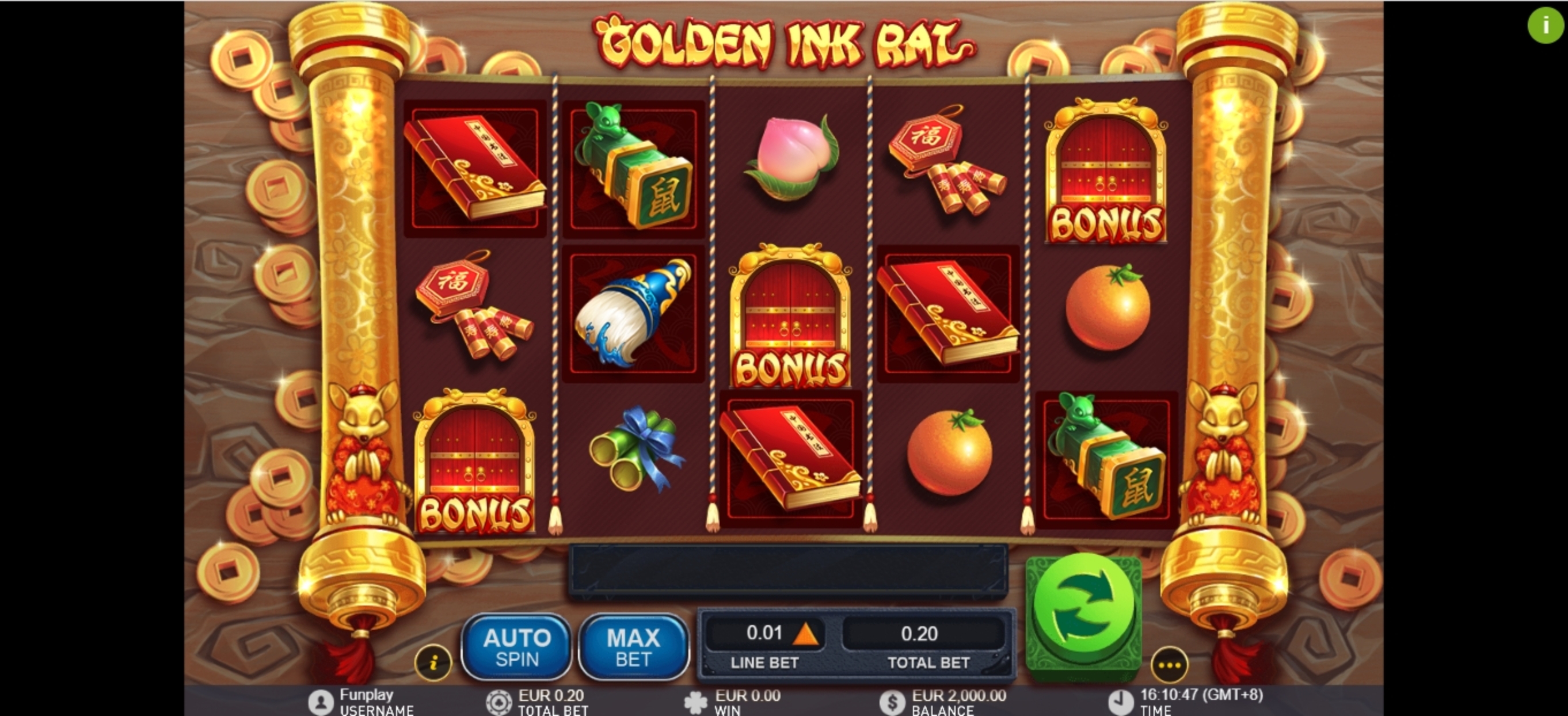 Reels in Golden Ink Rat Slot Game by Gameplay Interactive