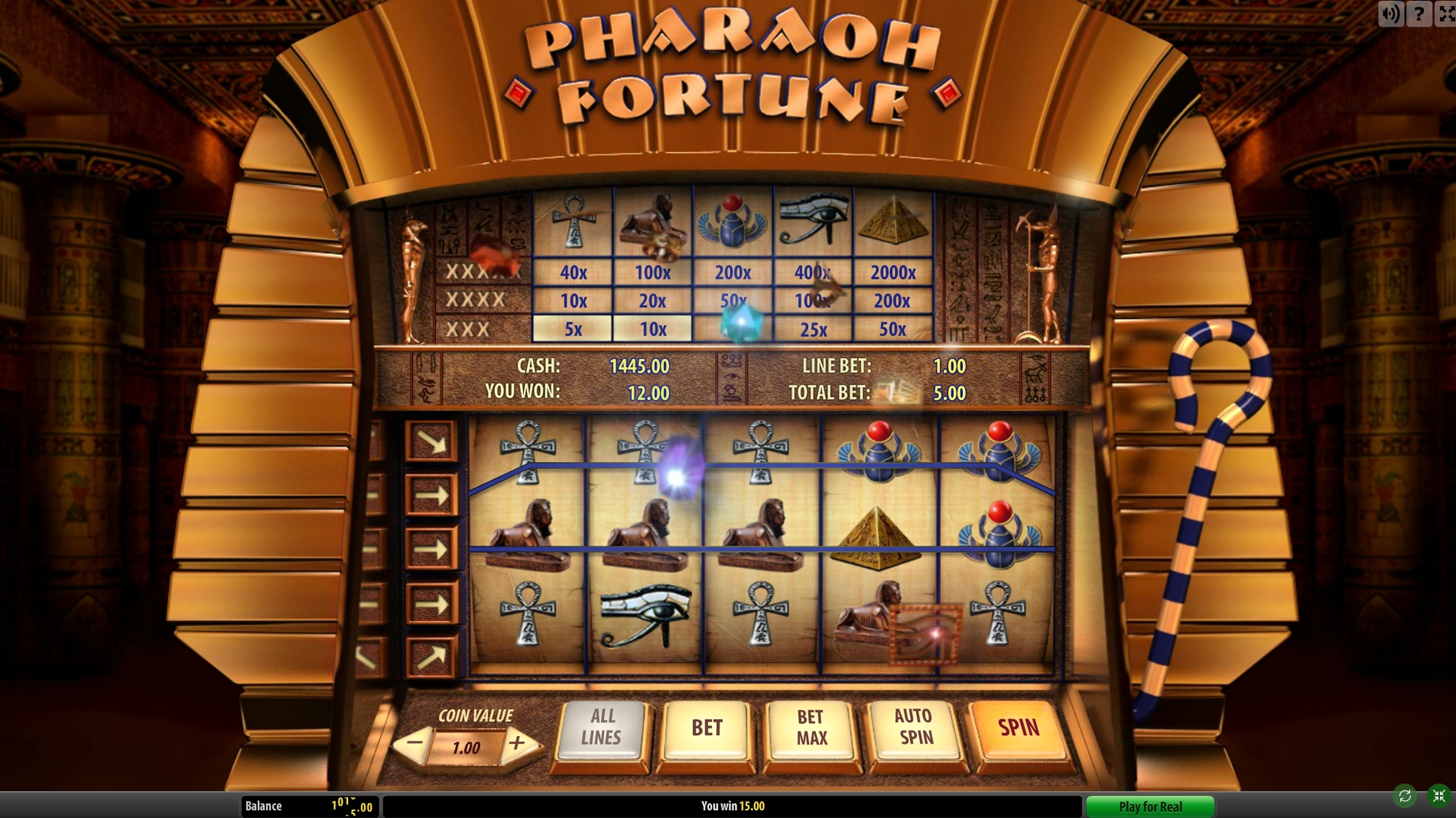 Win Money in Pharaoh Fortune Free Slot Game by Gamescale Software