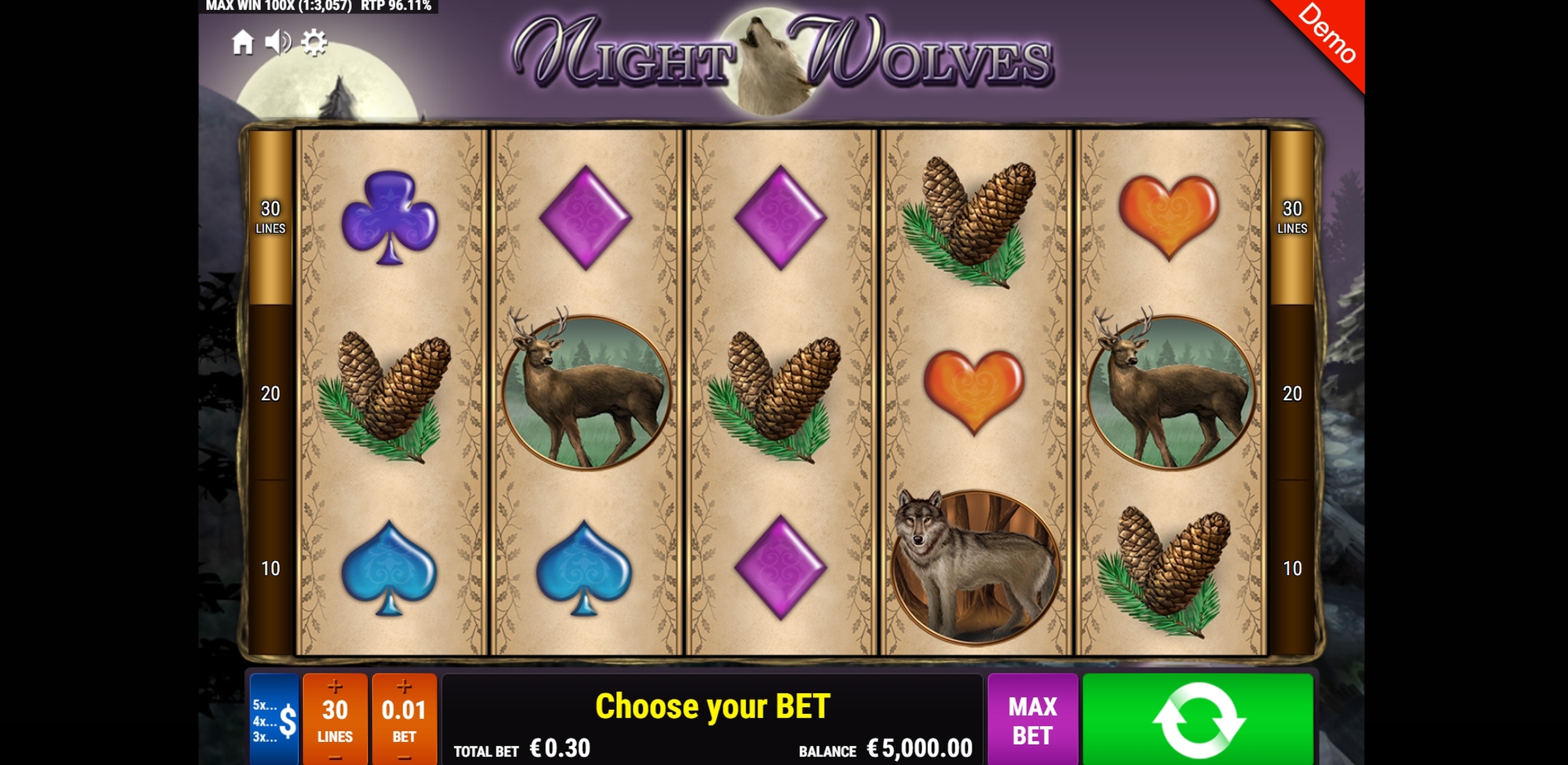 Reels in Night Wolves Slot Game by Gamomat