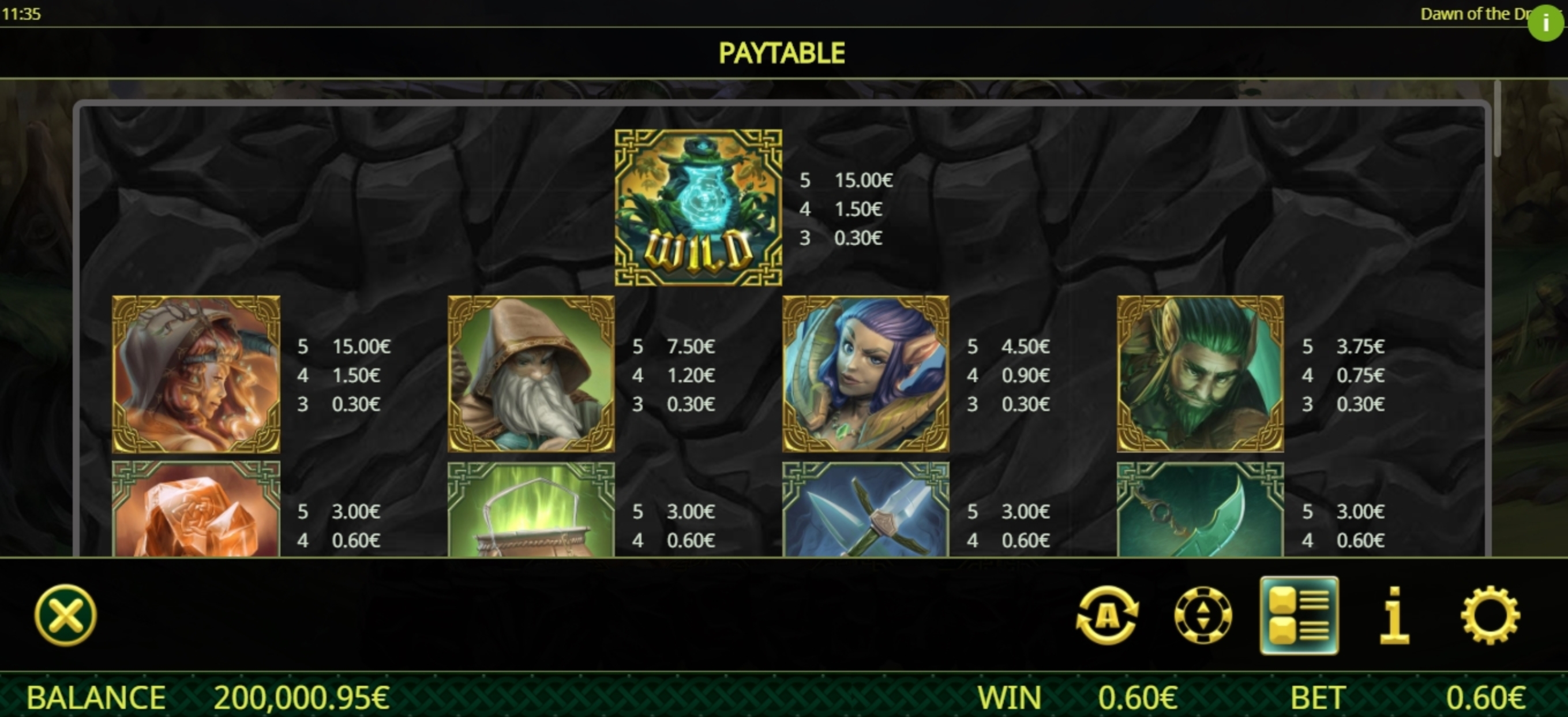 Info of Dawn of the Druids Slot Game by Ganapati