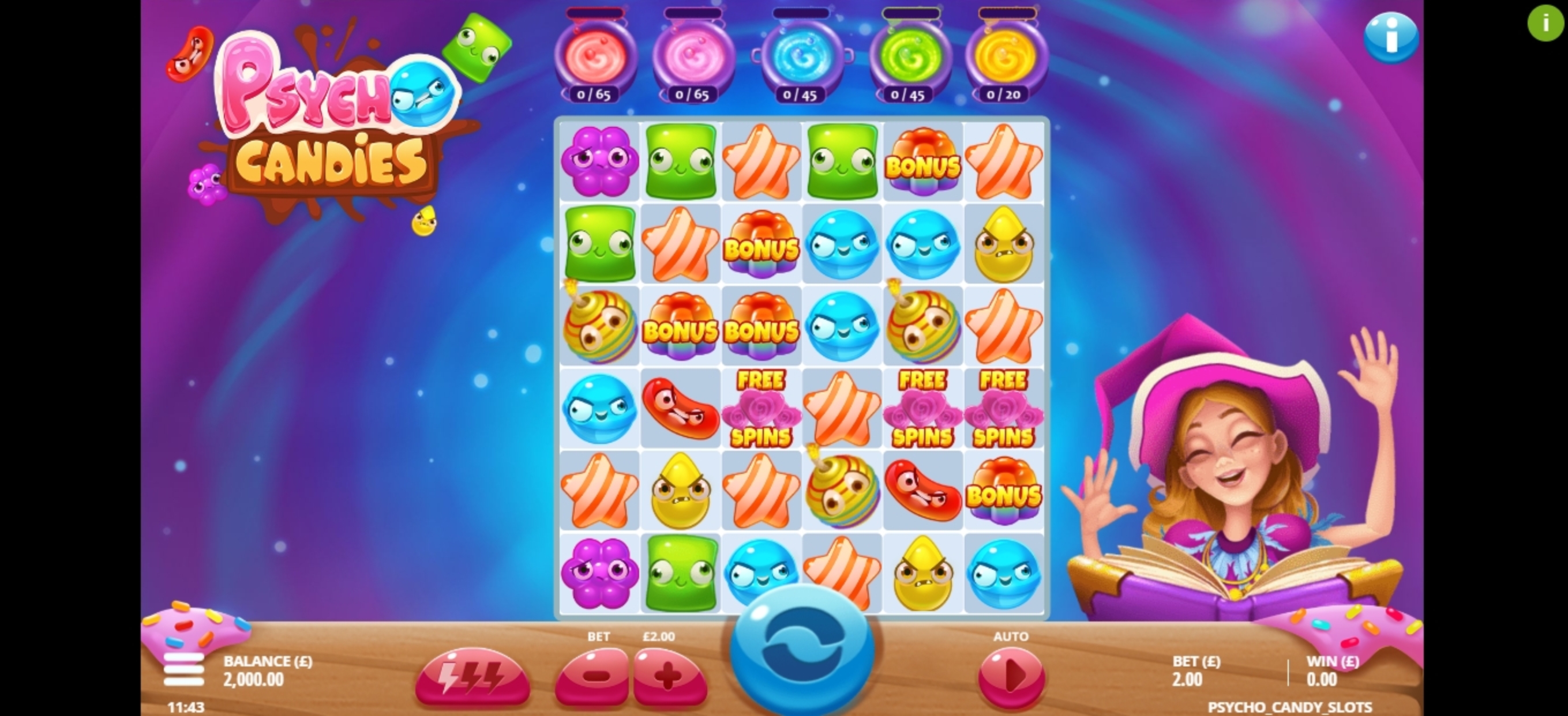 Reels in Psycho Candies Slot Game by Gluck Games