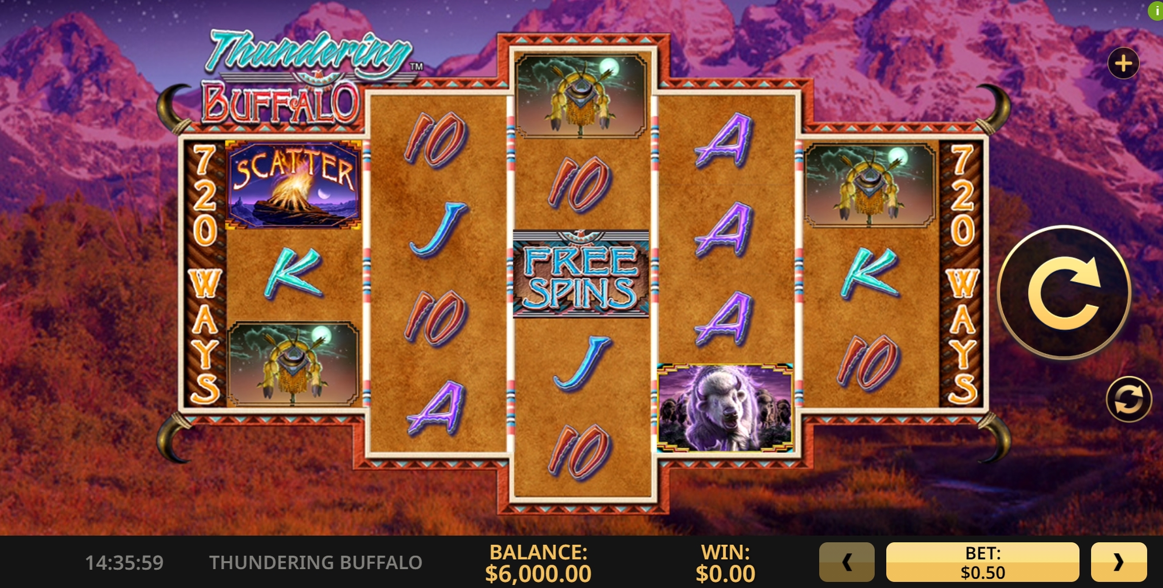 Reels in Thundering Buffalo Slot Game by High 5 Games