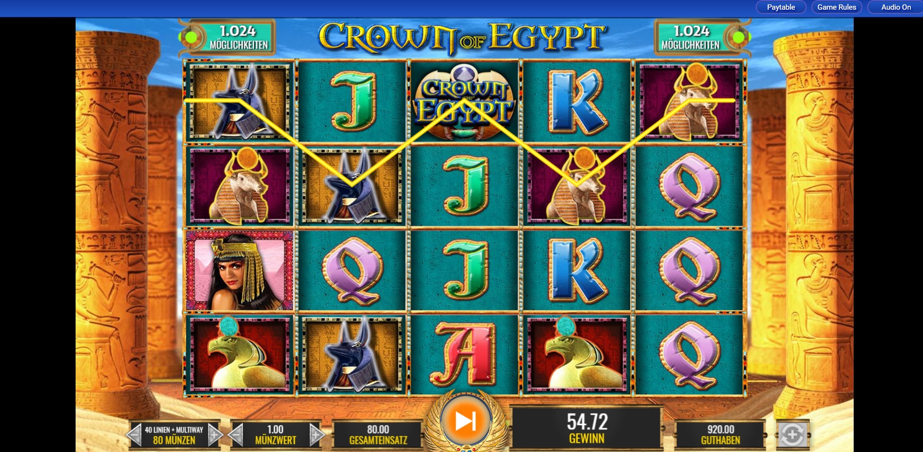 Win Money in Crown of Egypt Free Slot Game by IGT