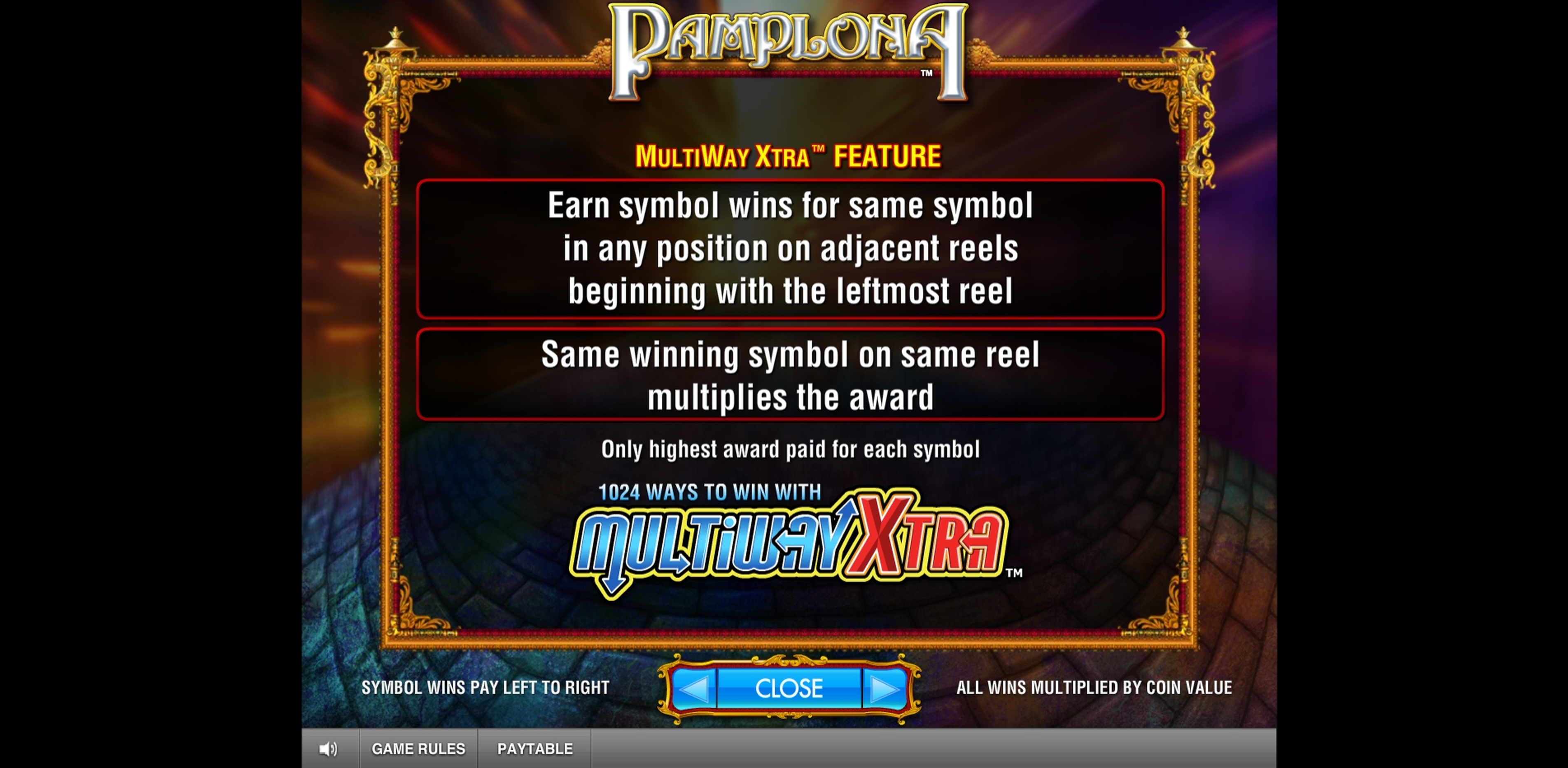 Info of Pamplona Slot Game by IGT