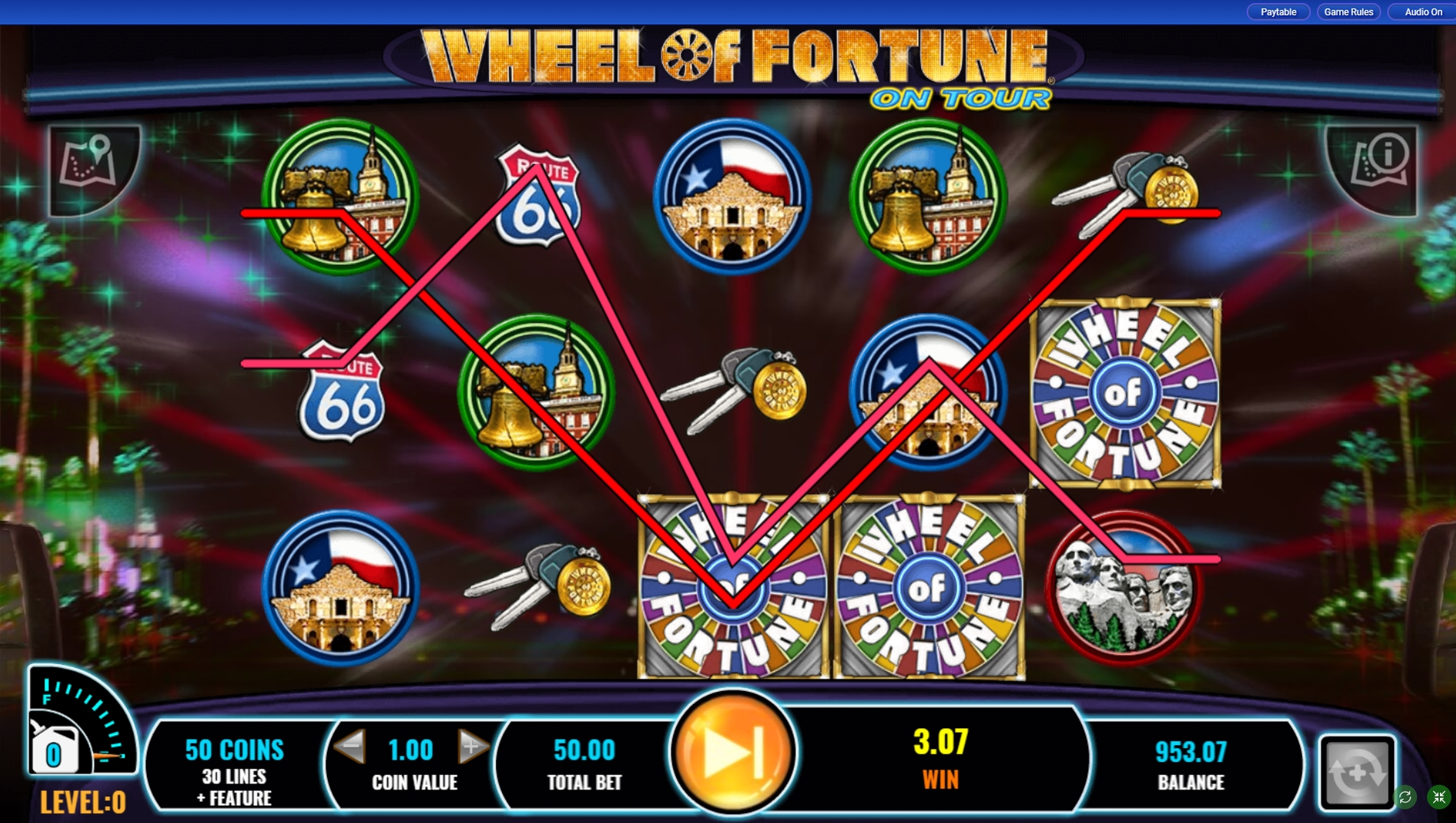 Win Money in Wheel of Fortune on tour Free Slot Game by IGT