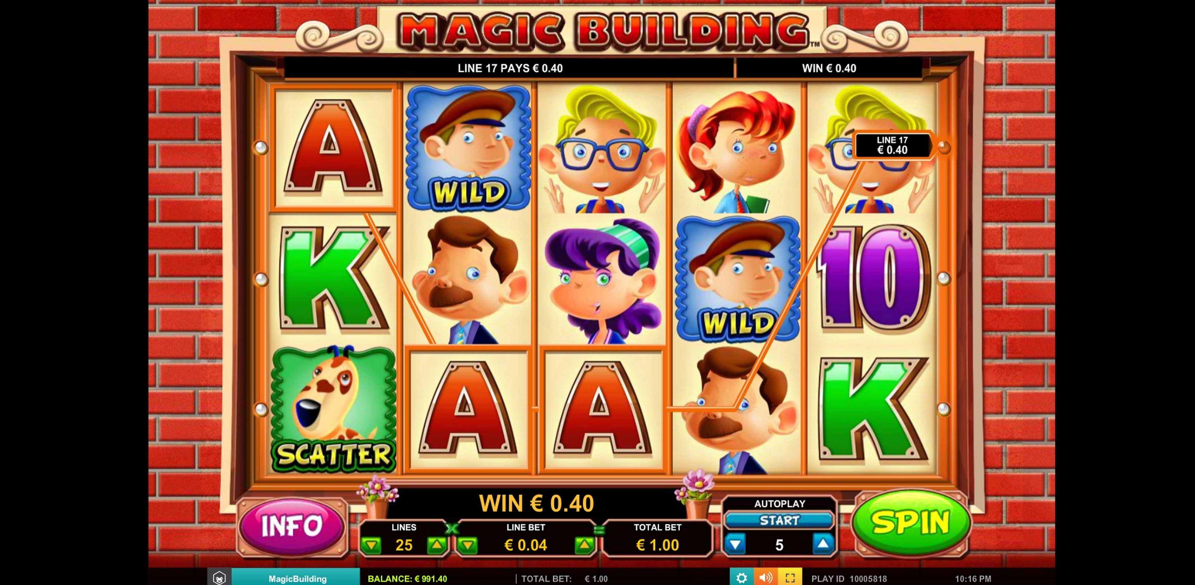 Win Money in Magic Building Free Slot Game by Leander Games