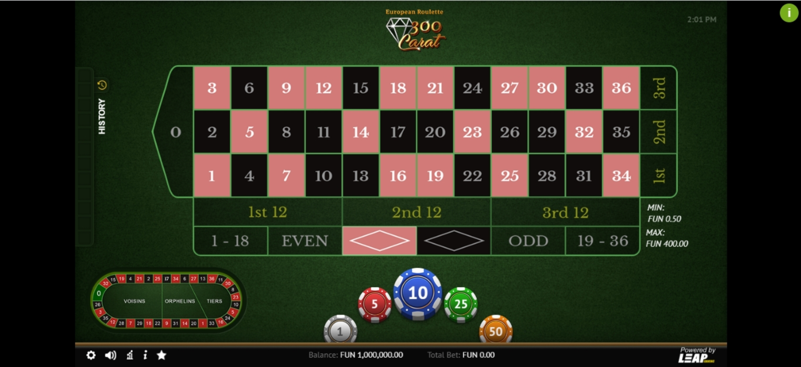 Reels in 300 Carat Roulette Slot Game by Leap