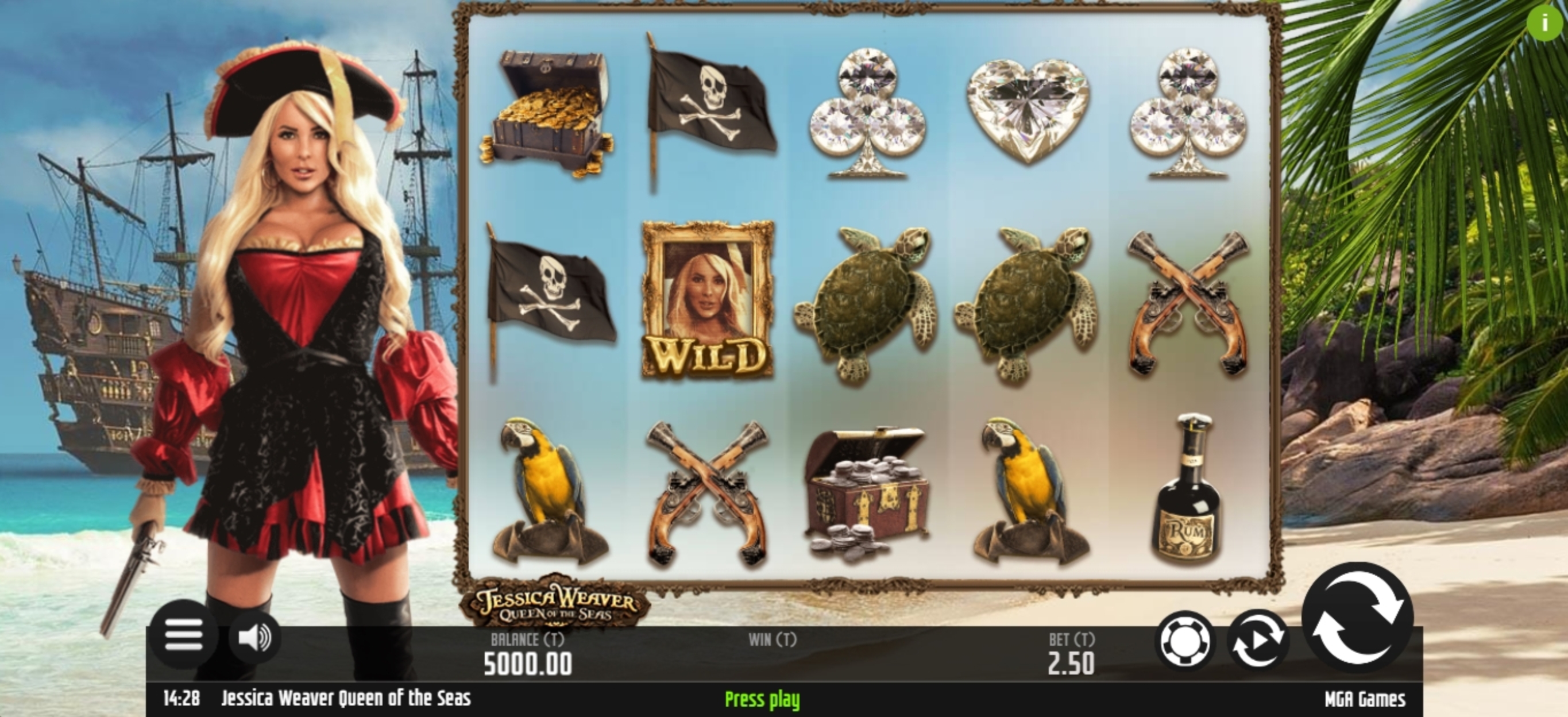 Reels in Jessica Weaver Queen of the Seas Slot Game by MGA