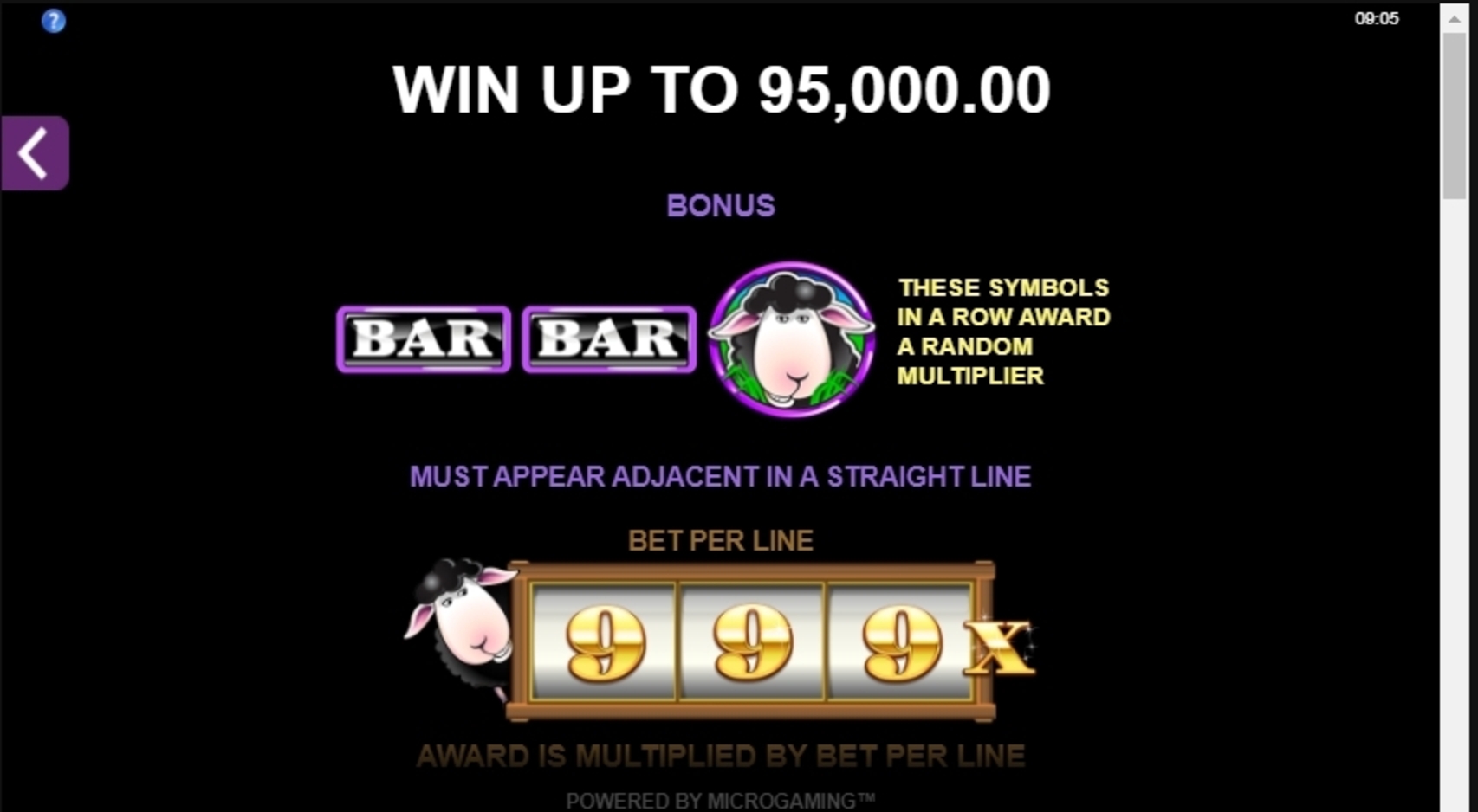 Info of Bar Bar Black Sheep Slot Game by Microgaming