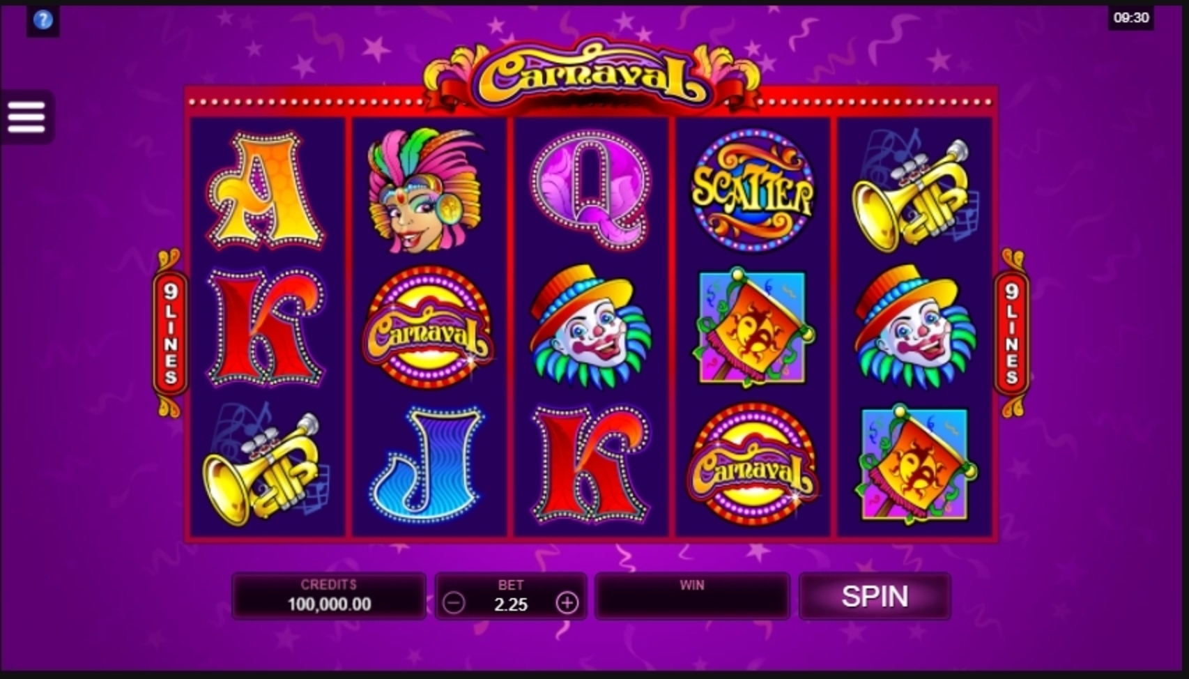 Reels in Carnaval Slot Game by Microgaming