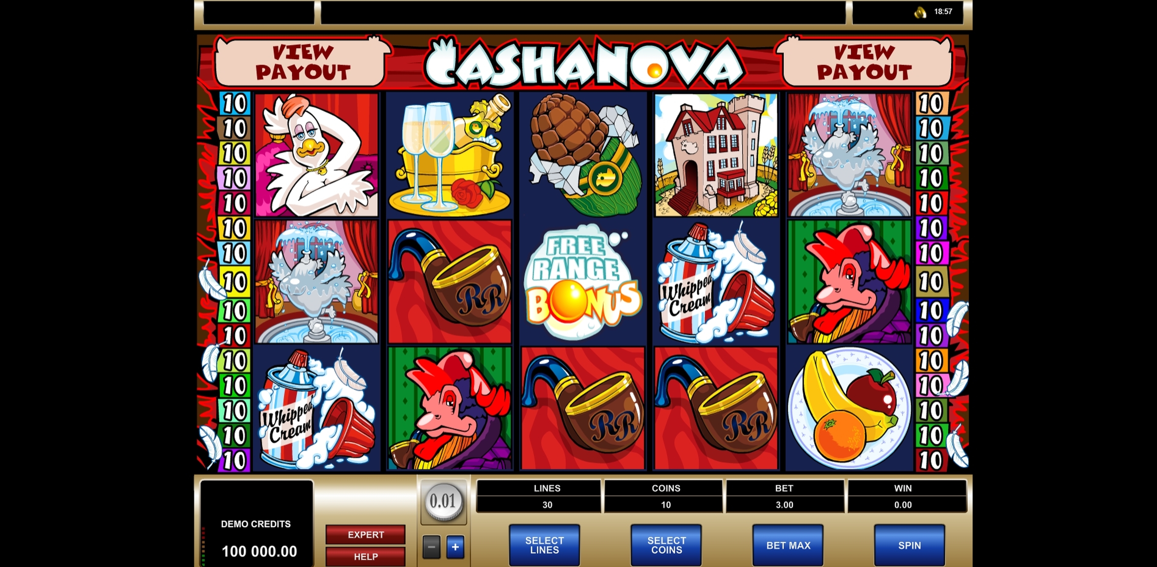 Reels in Cashanova Slot Game by Microgaming