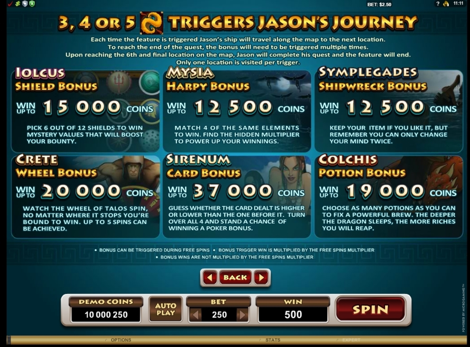 Info of Jason And The Golden Fleece Slot Game by Microgaming