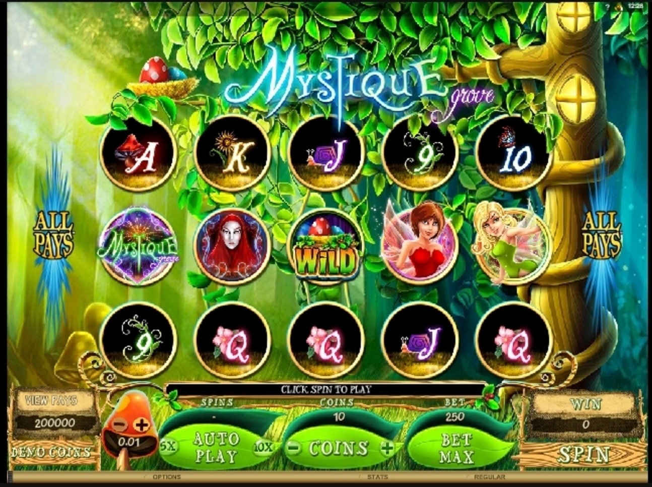 Reels in Mystique Grove Slot Game by Microgaming