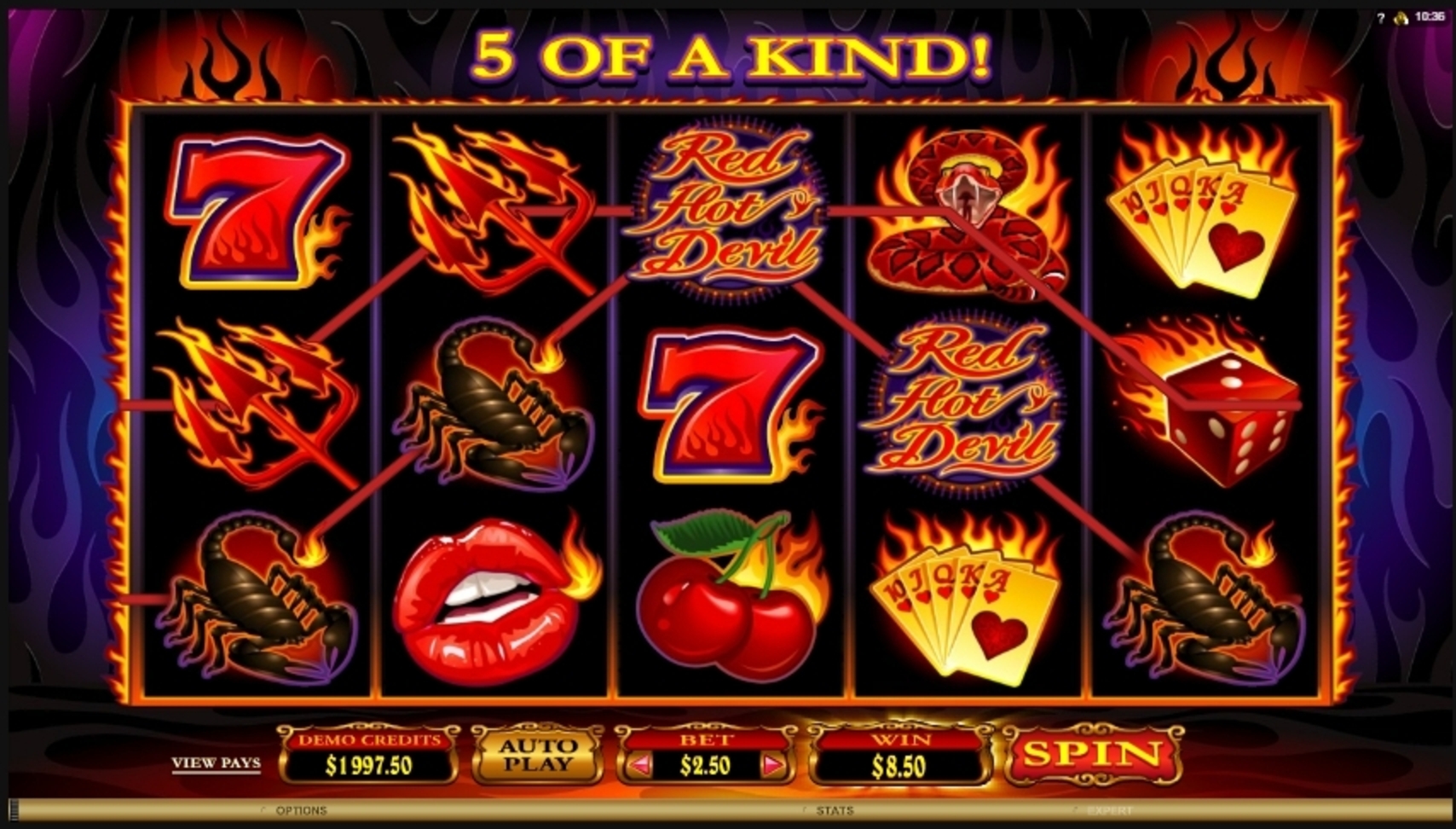 Win Money in Red Hot Devil Free Slot Game by Microgaming